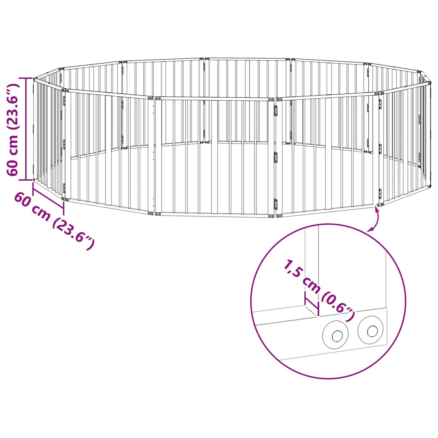Hundeluke 12 pcs Svart 60 x 60 cm Galvanisert Stål