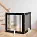 Foldbar hundegitter med stativer 2 pcs Svart eik 200,5 cm