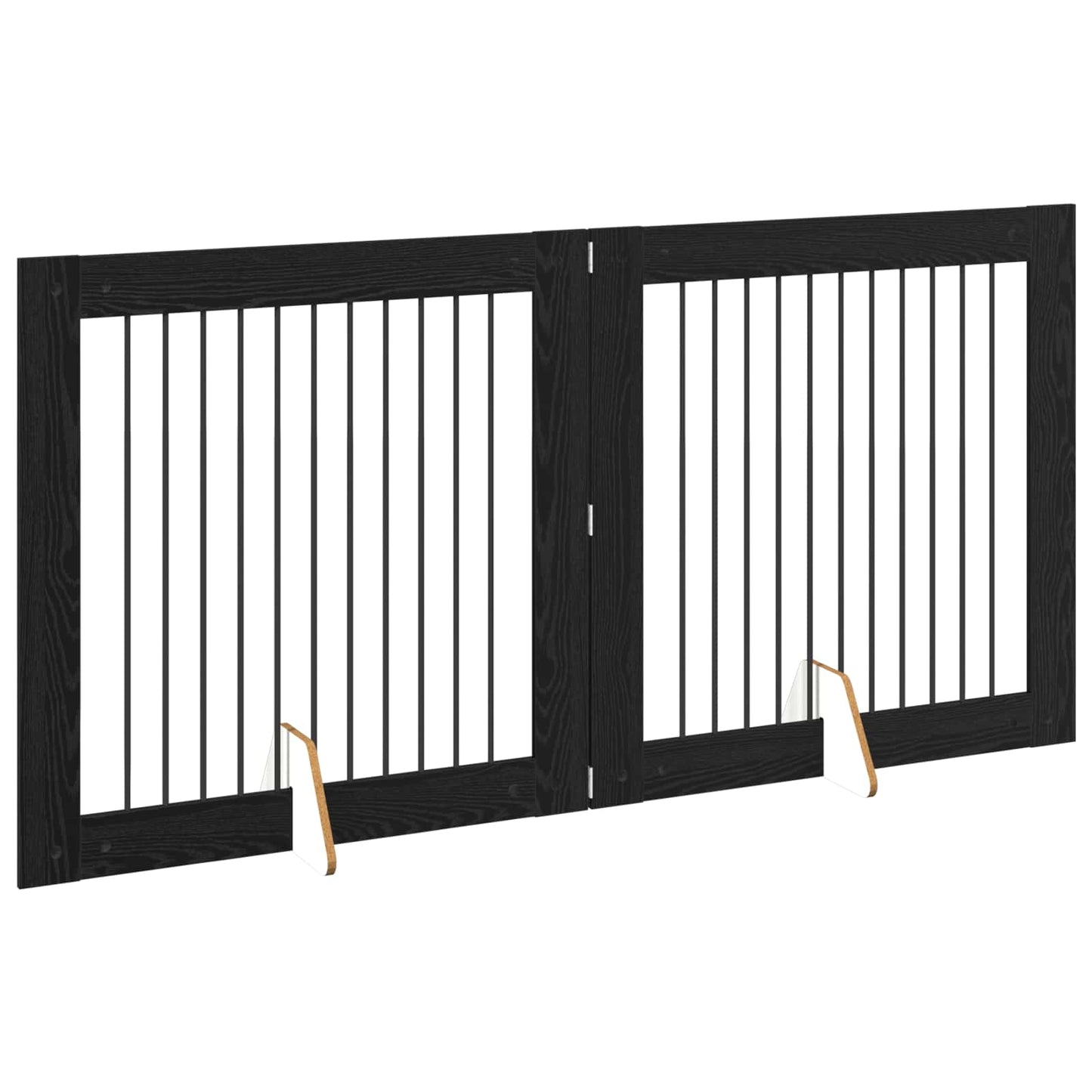 Foldbar hundegitter med stativer 2 pcs Svart eik 200,5 cm