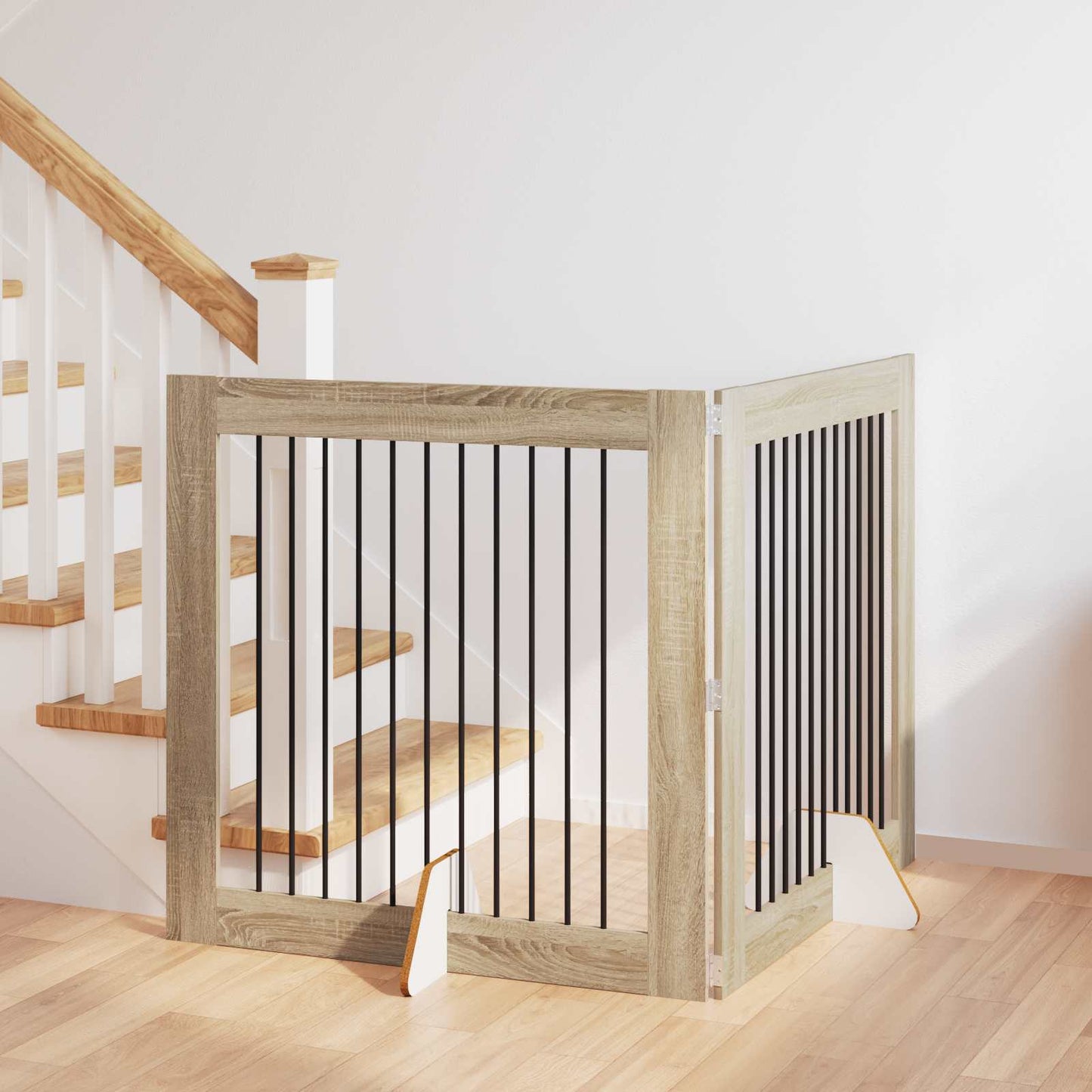 Hundegate med stender 2 pcs Sonoma eik 100 x 100 cm