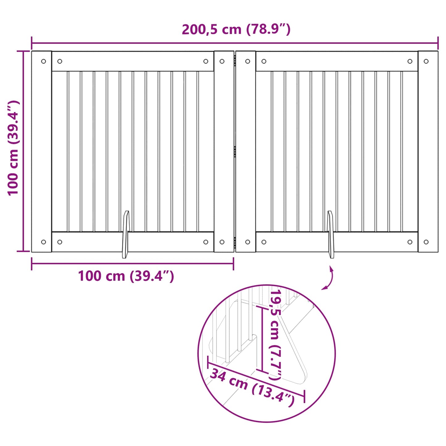 Hundegate med stender 2 pcs Sonoma eik 100 x 100 cm