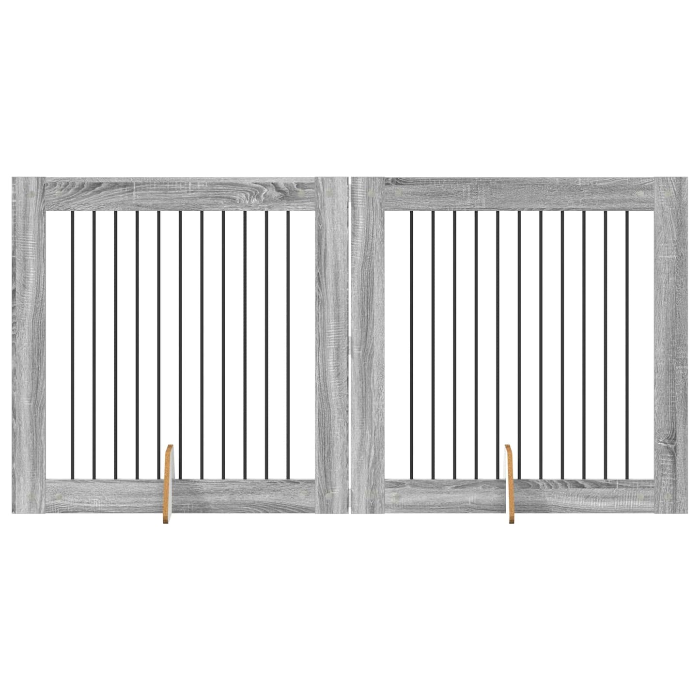 Foldbar hundegitter med stativer 2 pcs Grå sonoma 200,5 cm