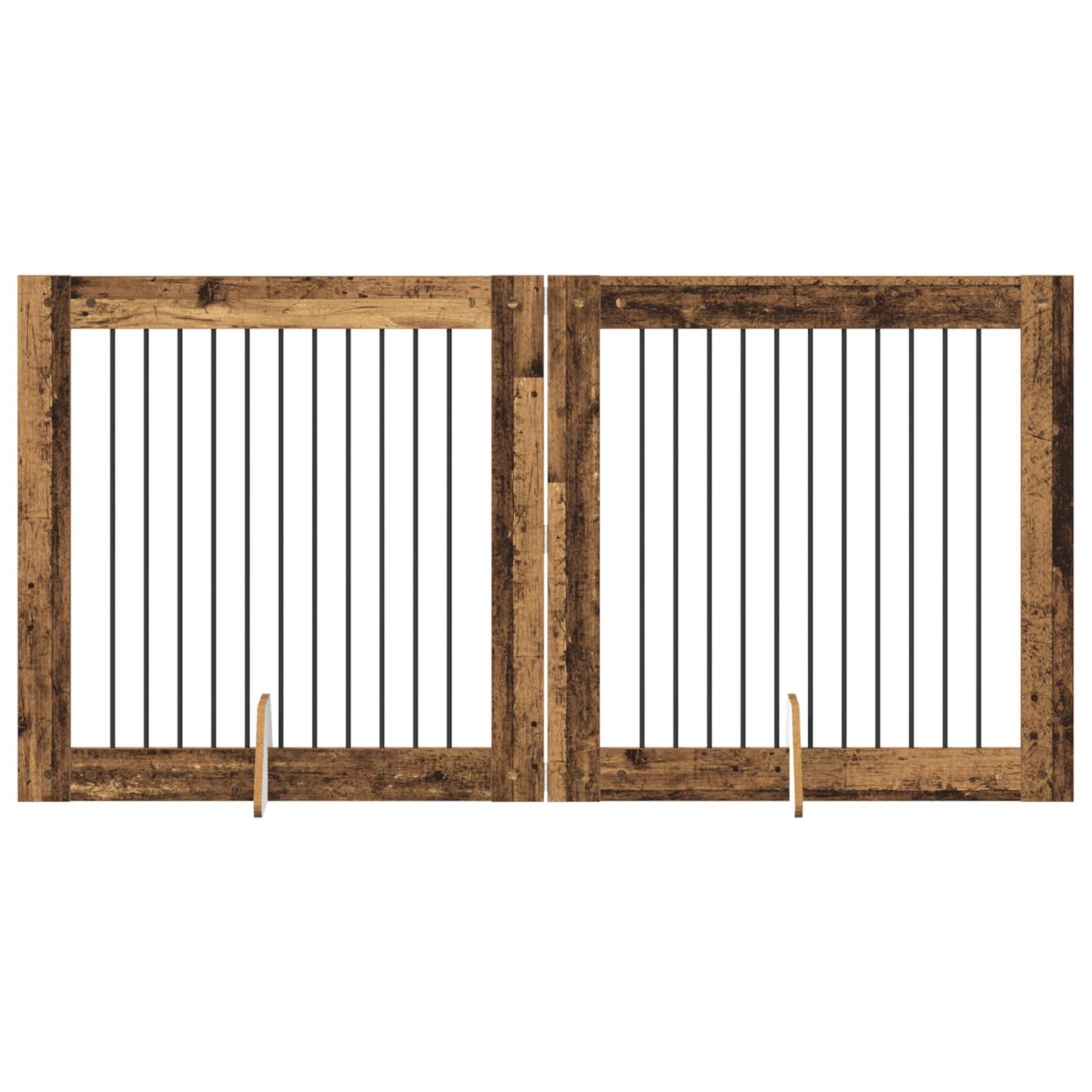 Foldbar hundegitter med stativer 2 pcs Gammelt tre 200,5 cm
