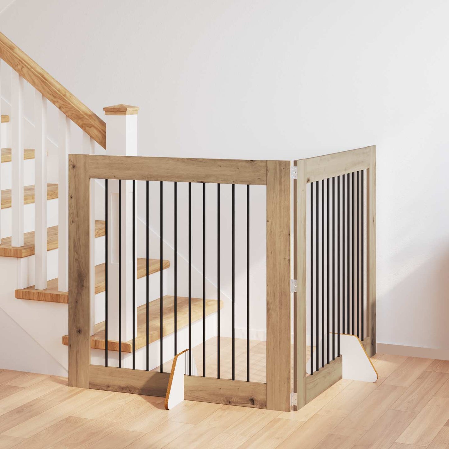 Foldbar hundegitter med stativer 2 pcs Artisan eik 200,5 cm