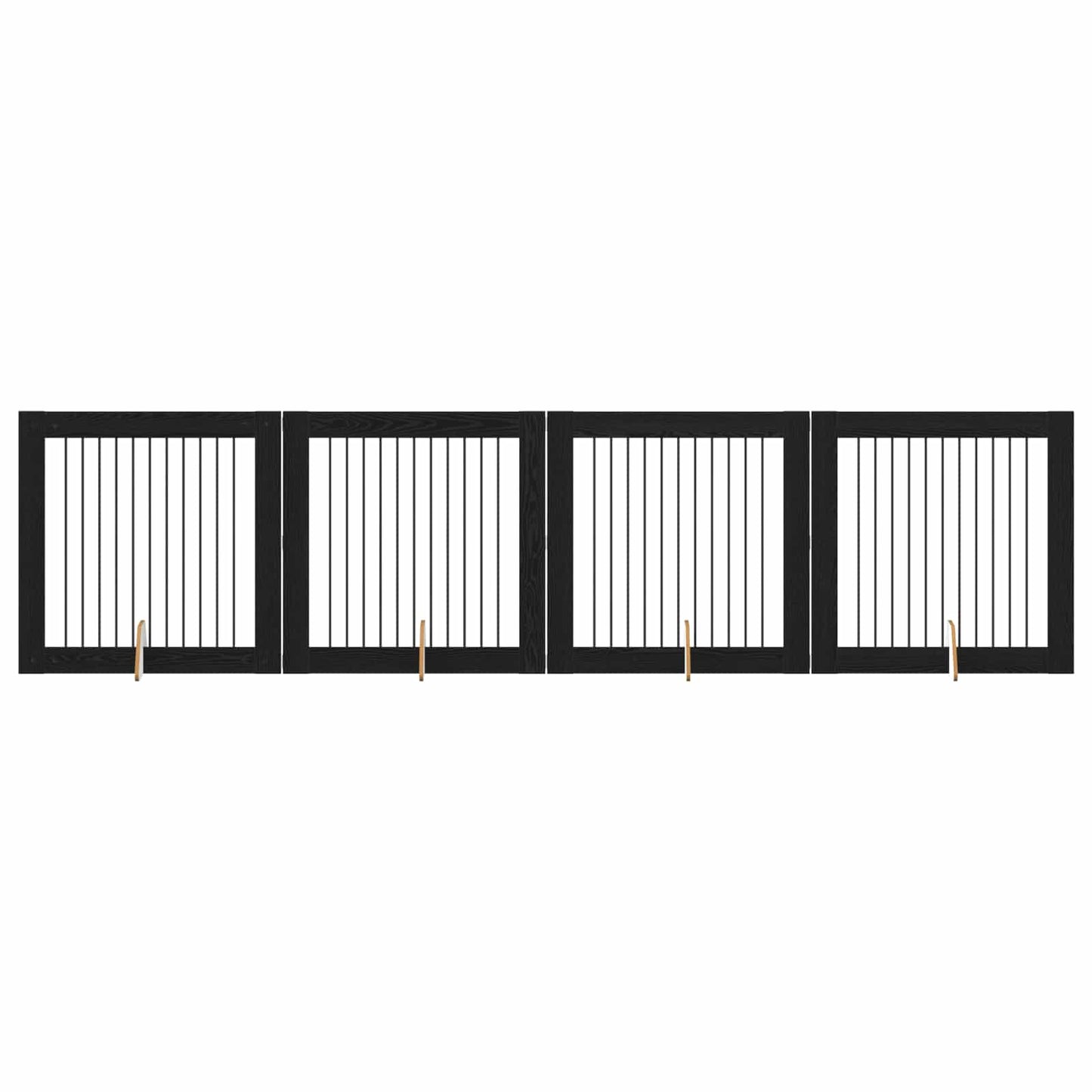 Foldbar hundegitter med stativer 4 pcs Svart eik 401 cm