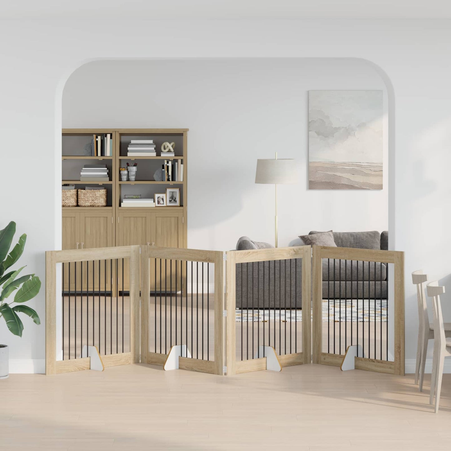 Hundegate med stender 4 pcs Sonoma eik 100 x 100 cm