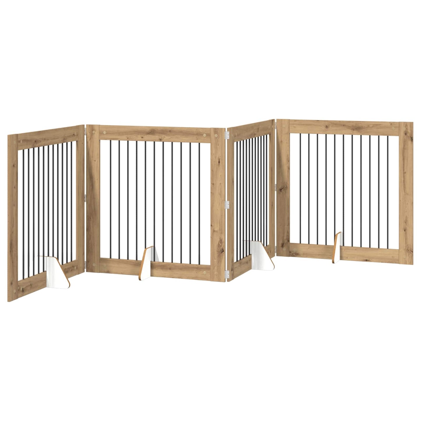 Foldbar hundegitter med stativer 4 pcs Artisan eik 401 cm