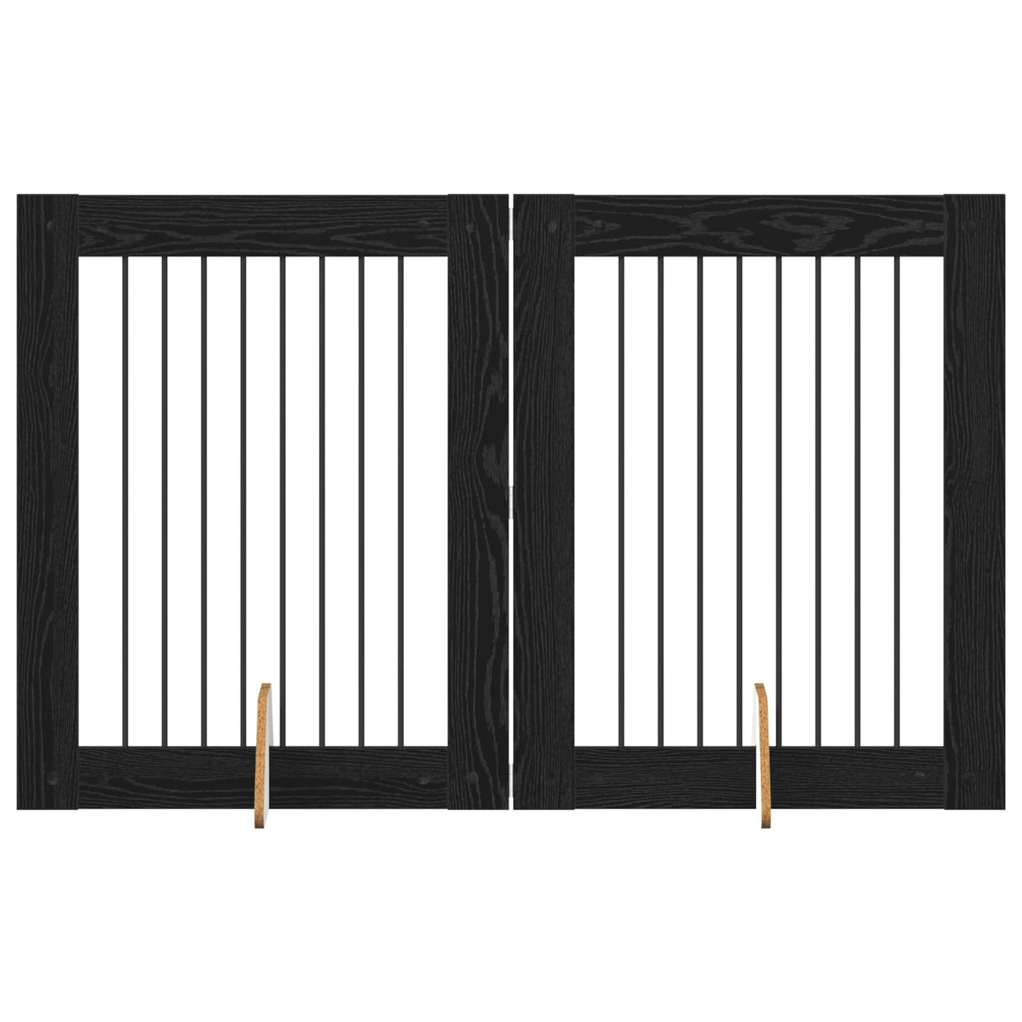 Foldbar hundegitter med stativer 2 pcs Svart eik 160,5 cm