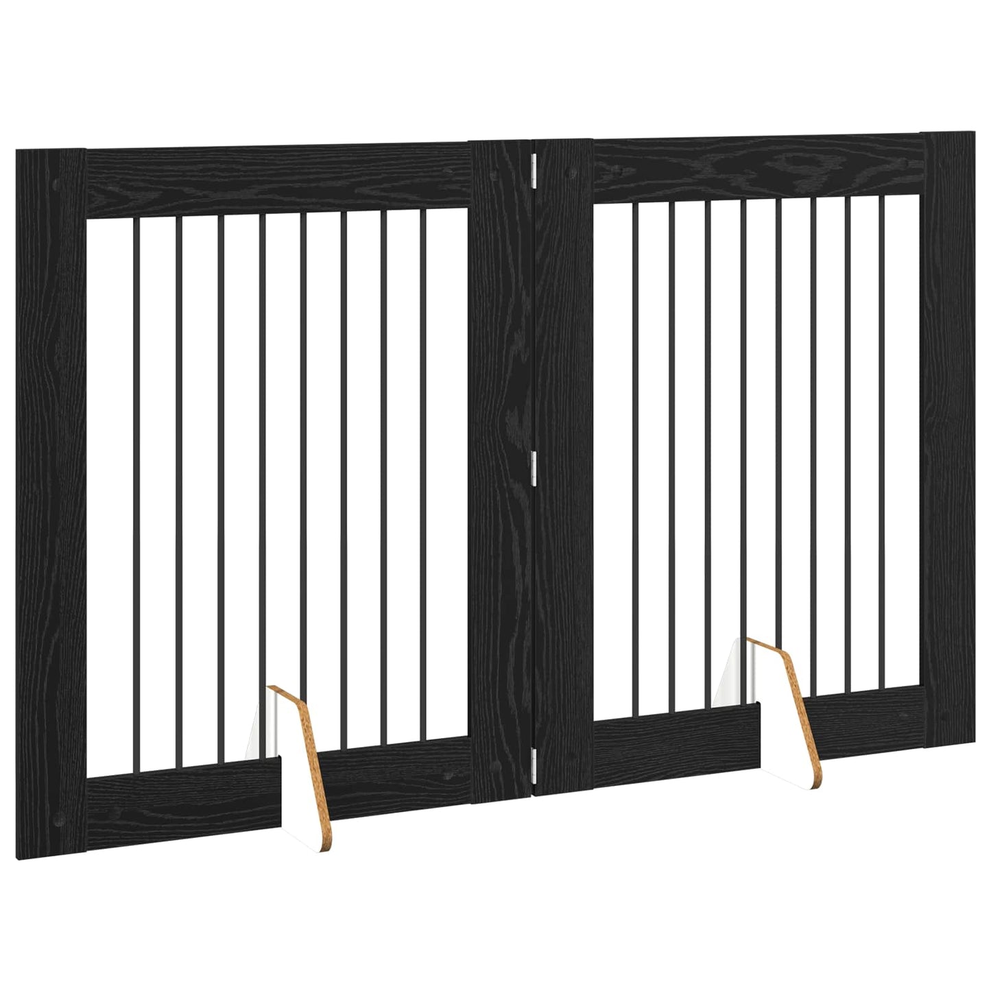 Foldbar hundegitter med stativer 2 pcs Svart eik 160,5 cm