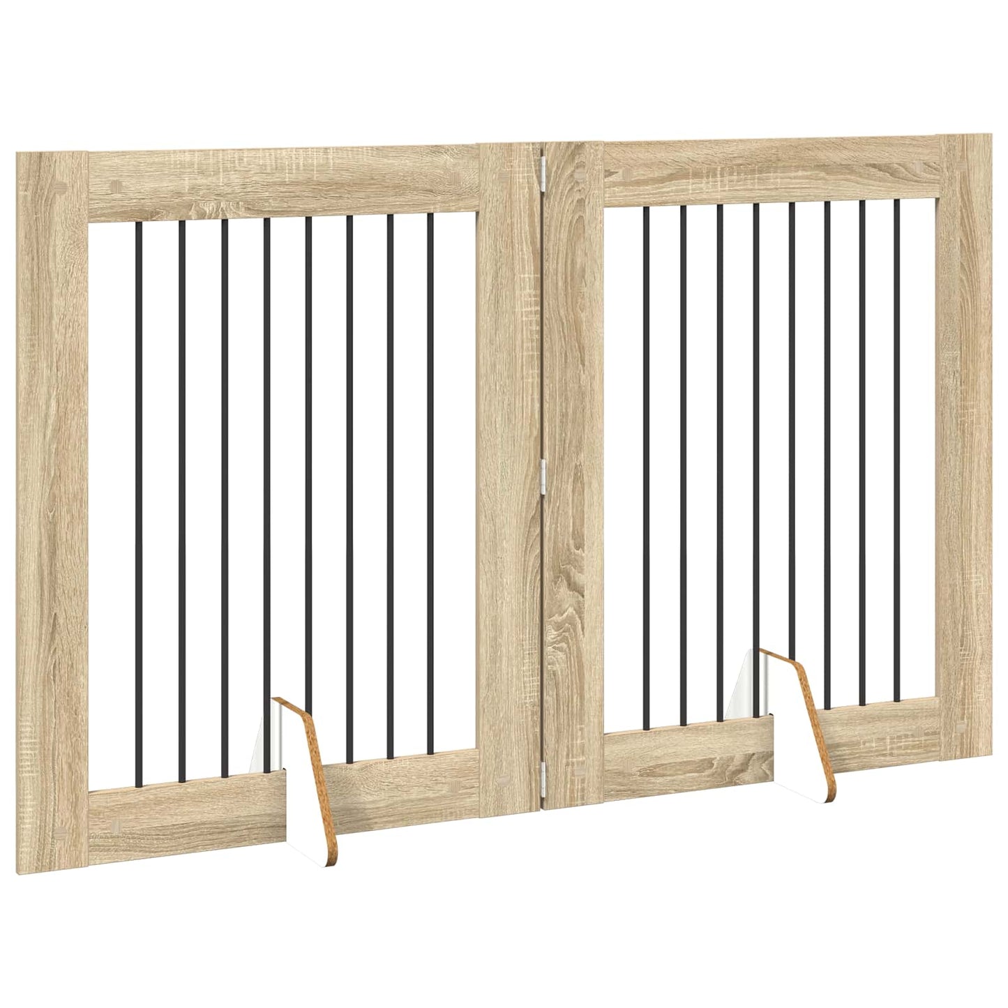Foldbar hundegitter med stativer 2 pcs Sonoma eik 160,5 cm