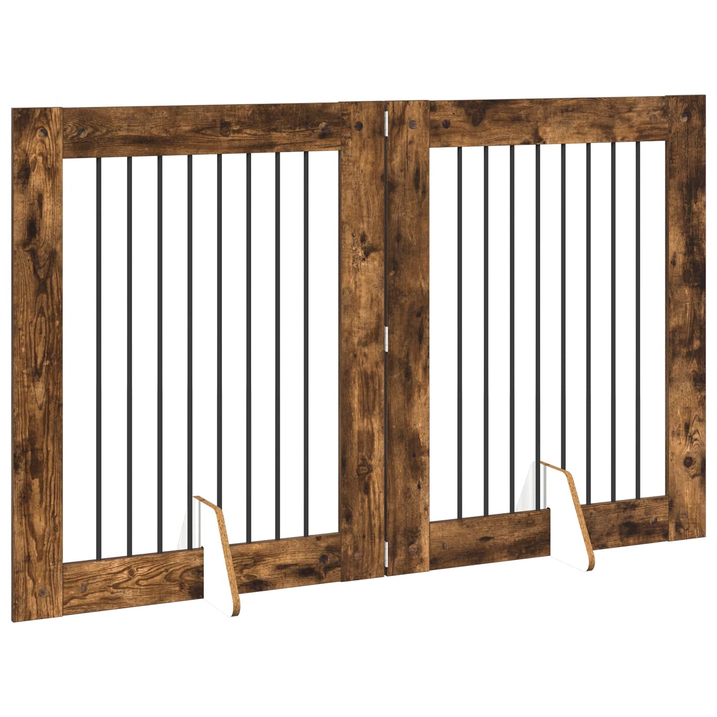 Foldbar hundegitter med stativer 2 pcs Røkt Eik 160,5 cm
