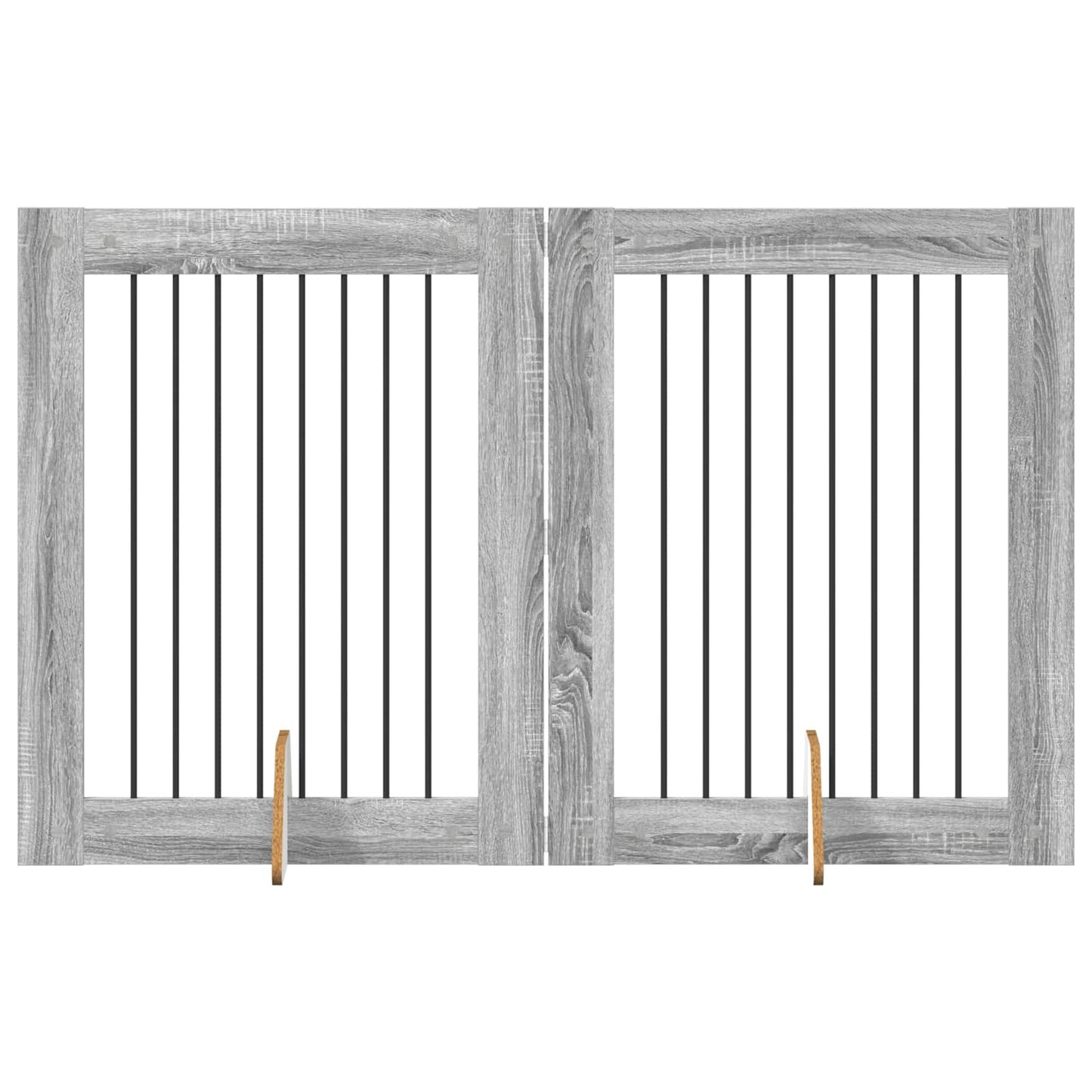 Foldbar hundegitter med stativer 2 pcs Grå sonoma 160,5 cm