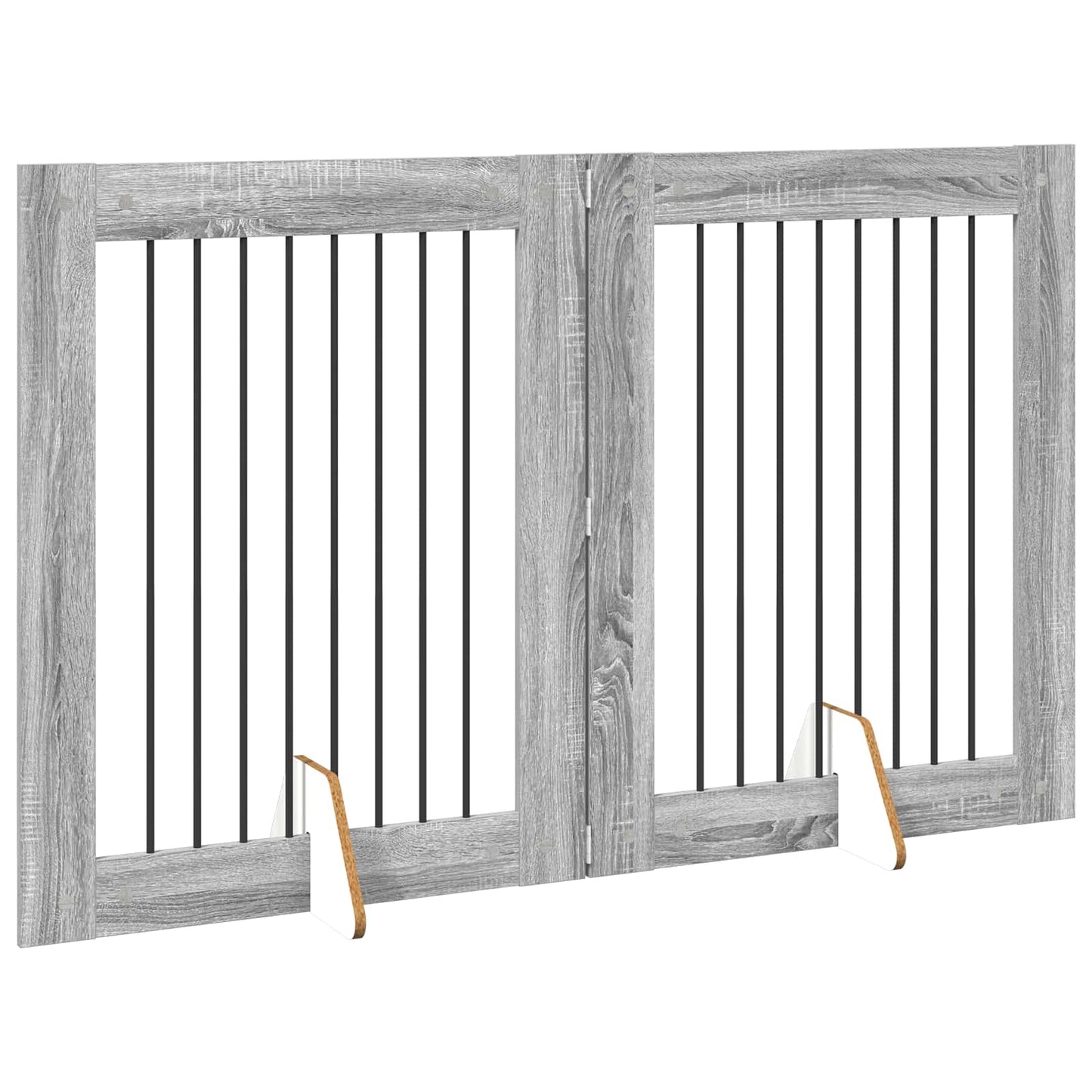 Foldbar hundegitter med stativer 2 pcs Grå sonoma 160,5 cm