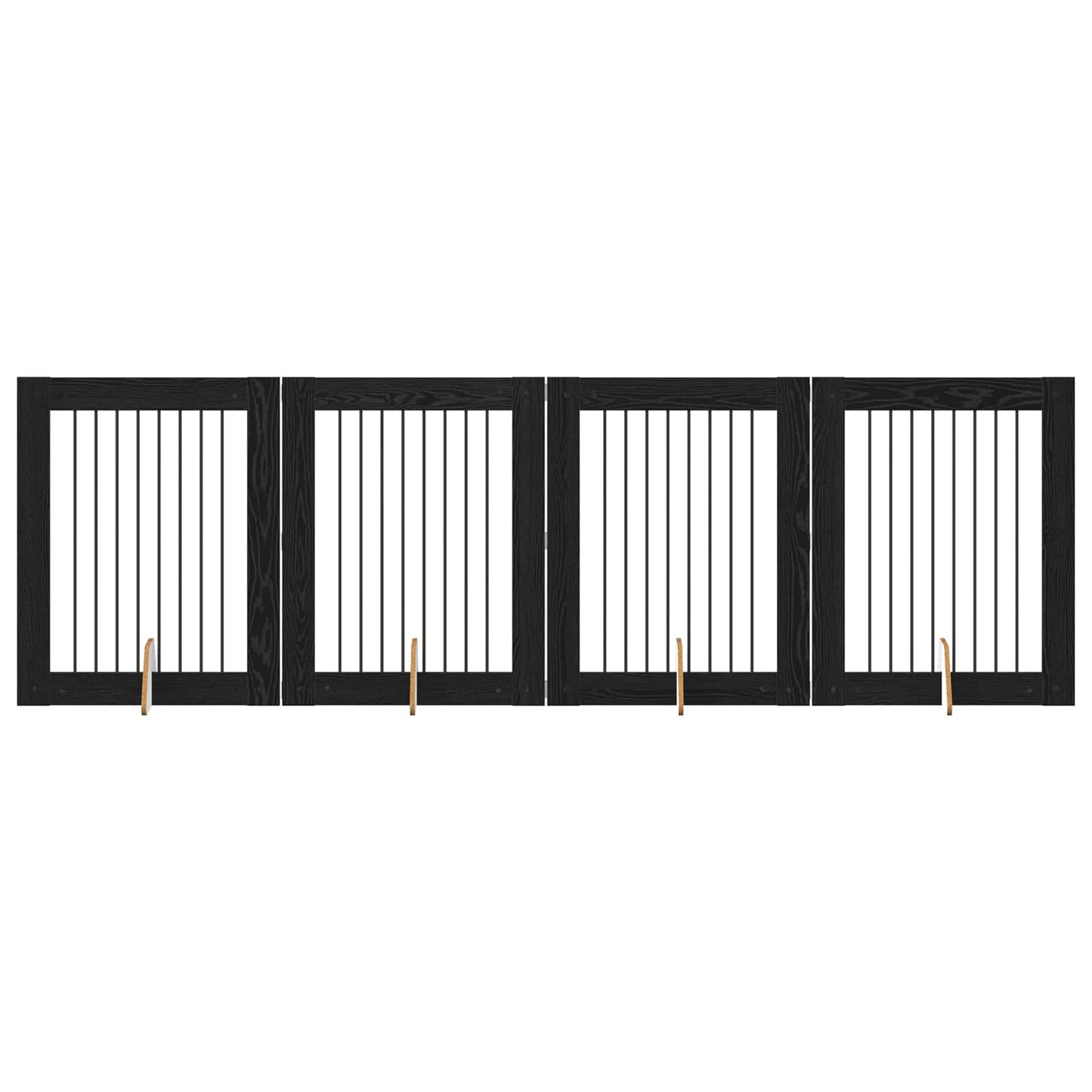 Foldbar hundegitter med stativer 4 pcs Svart eik 321 cm