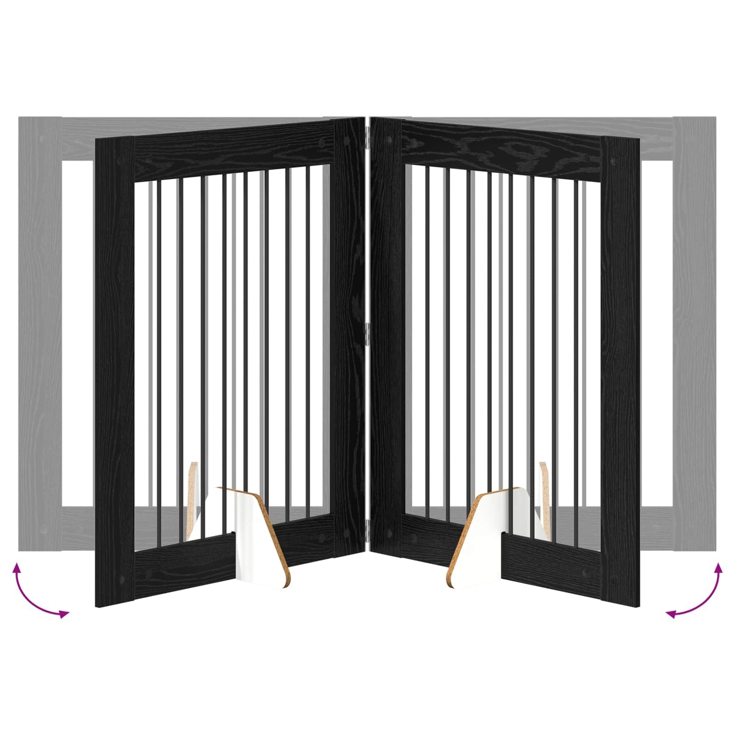 Foldbar hundegitter med stativer 4 pcs Svart eik 321 cm