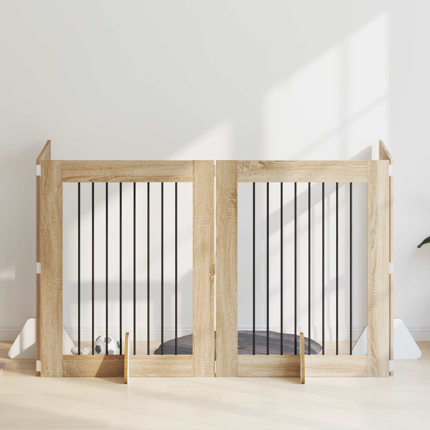Foldbar hundegitter med stativer 4 pcs Sonoma eik 321 cm