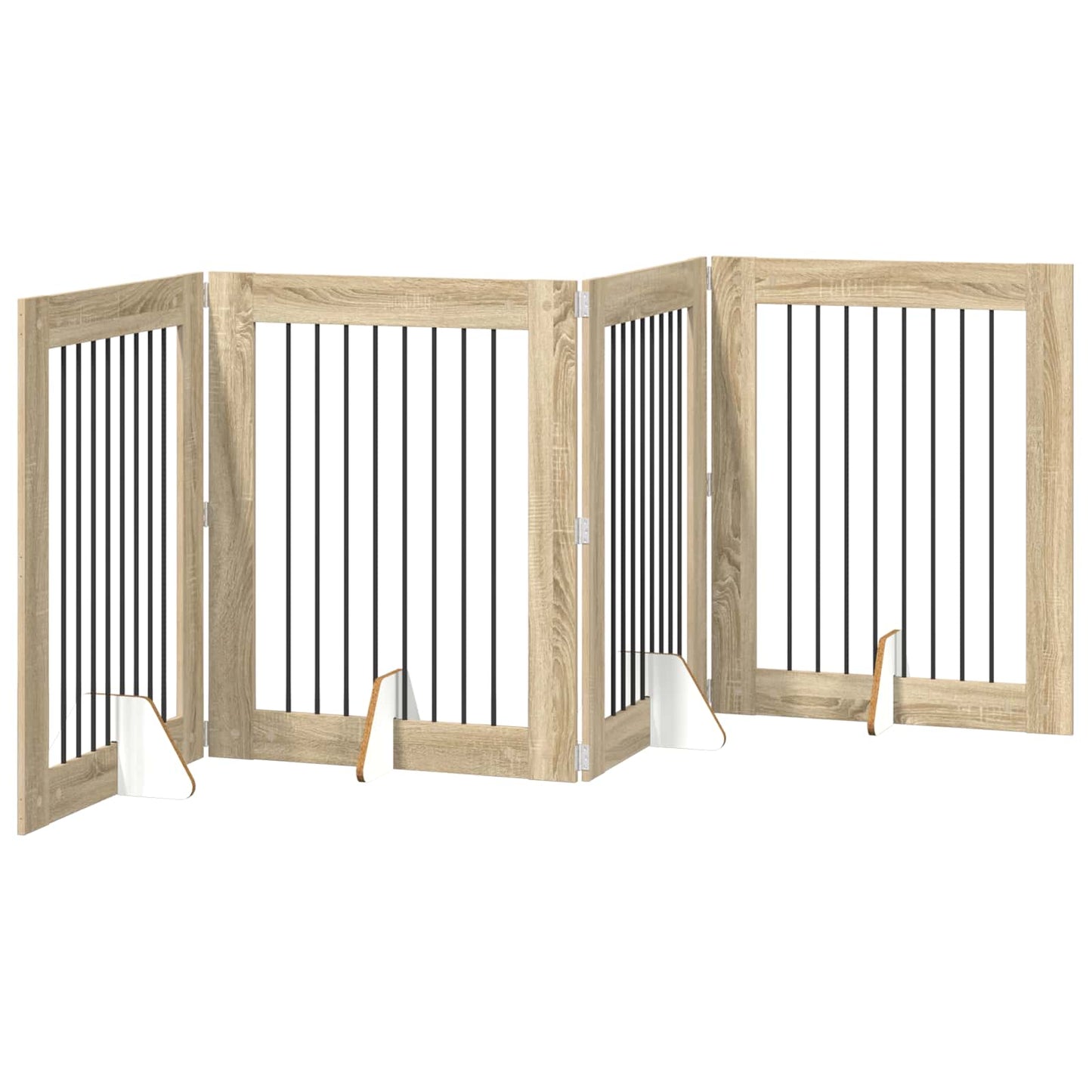Foldbar hundegitter med stativer 4 pcs Sonoma eik 321 cm