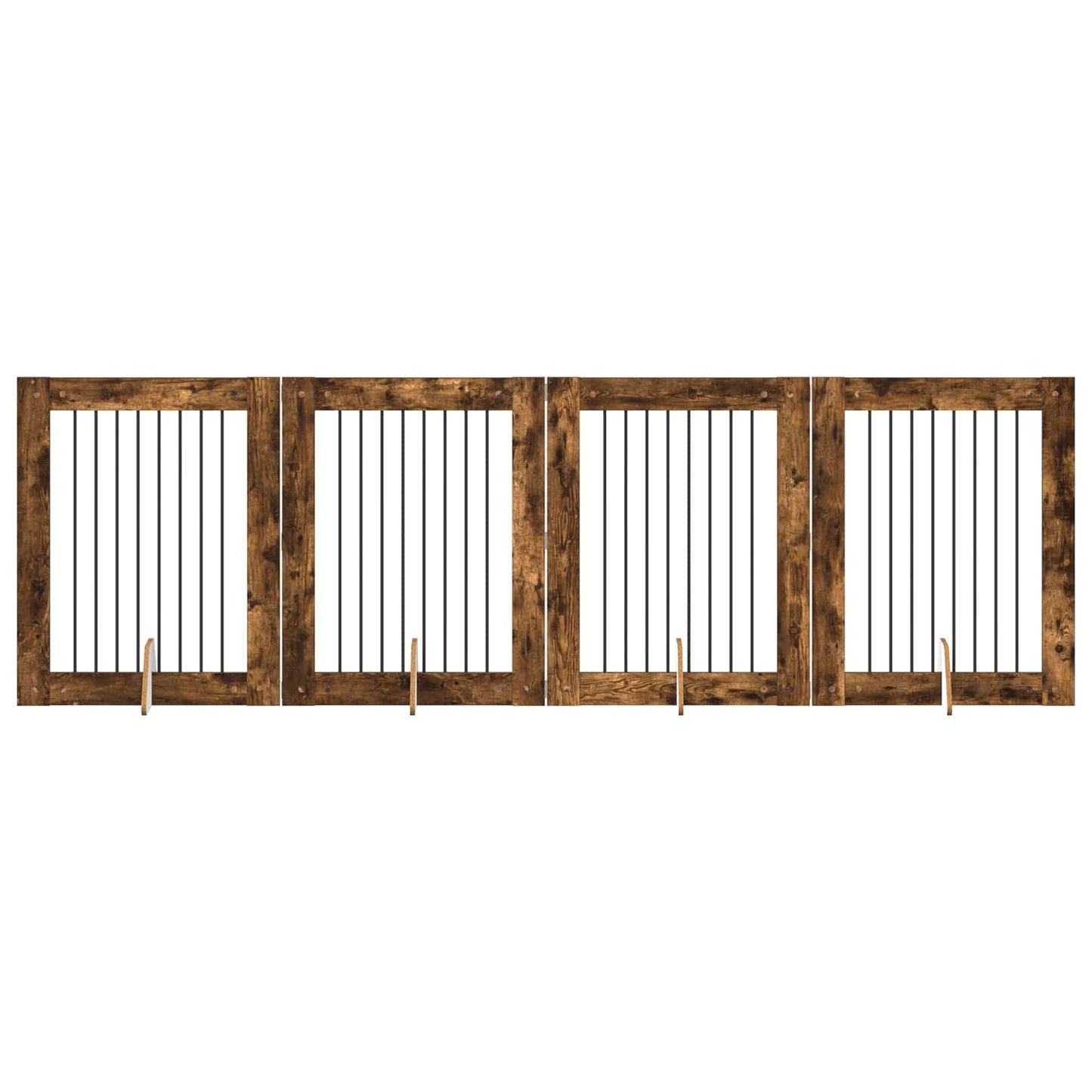 Foldbar hundegitter med stativer 4 pcs Røkt Eik 321 cm