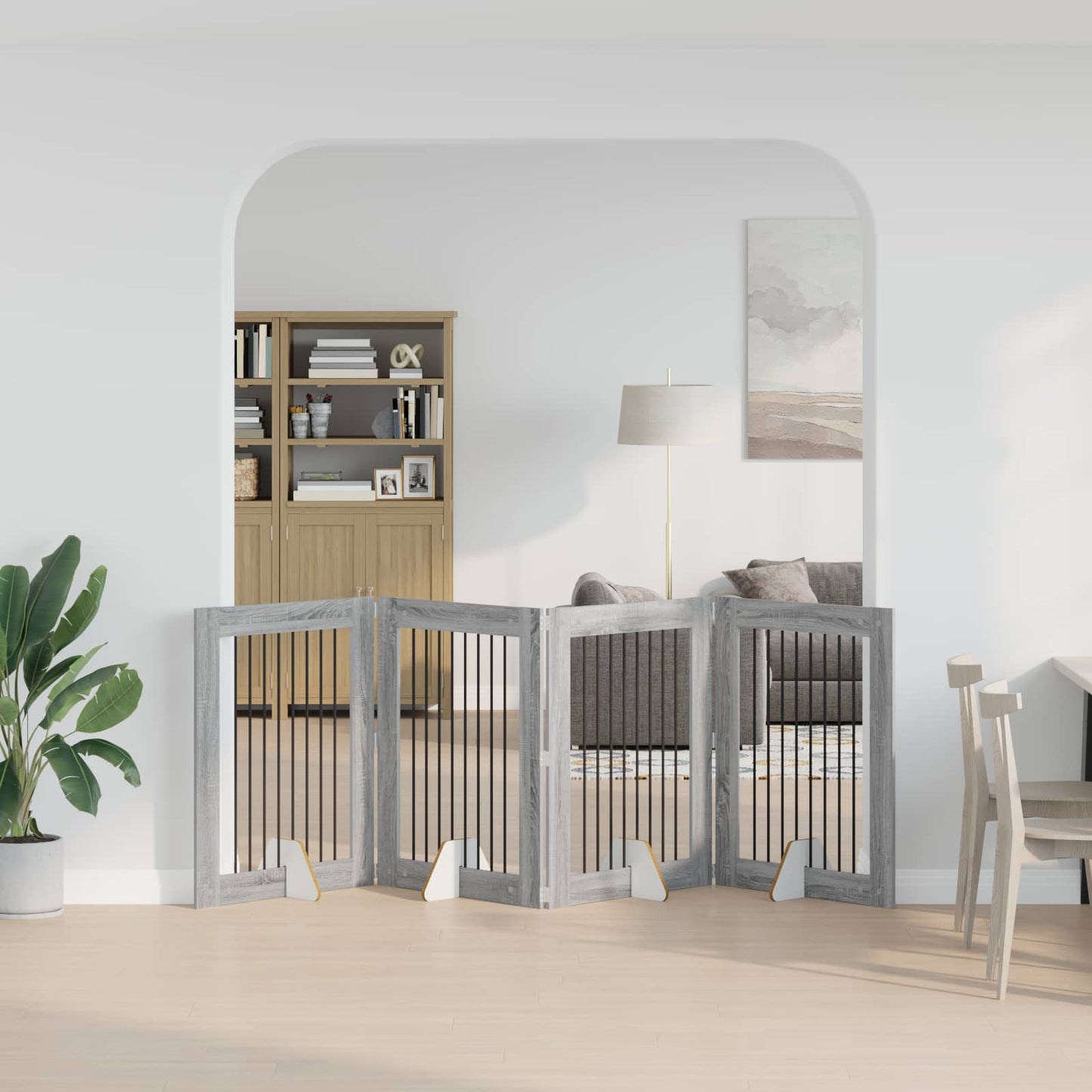 Foldbar hundegitter med stativer 4 stk. Grå Sonoma 321 cm