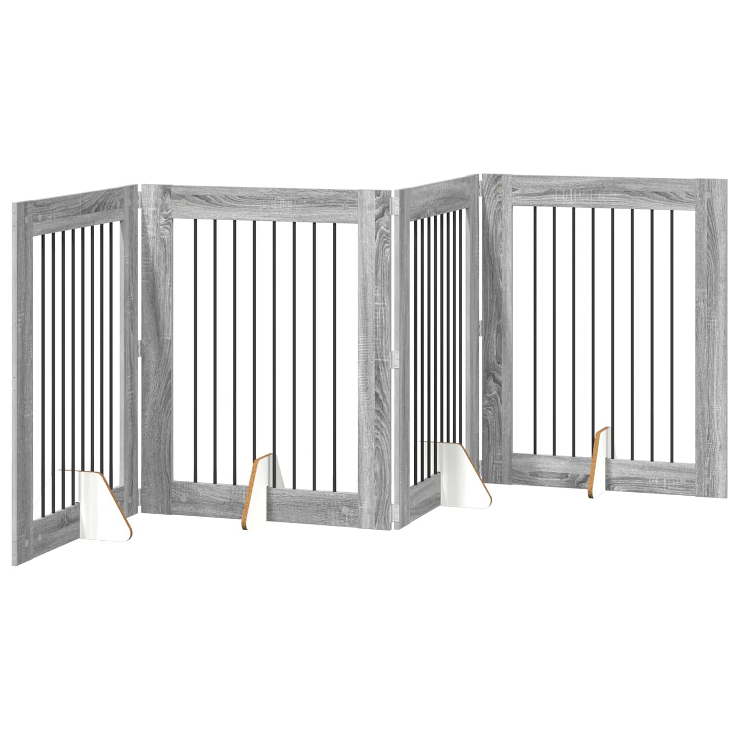 Foldbar hundegitter med stativer 4 stk. Grå Sonoma 321 cm