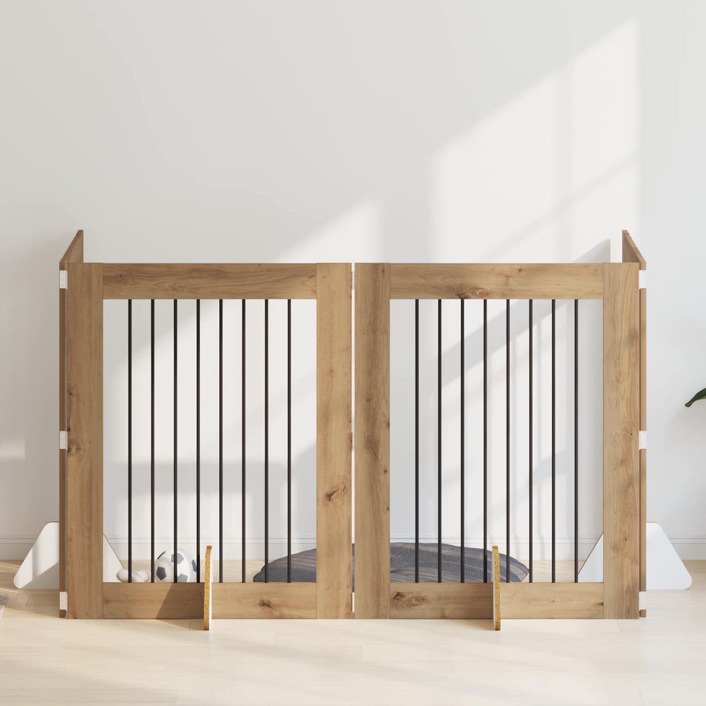 Foldbar hundegitter med stativer 4 pcs Artisan eik 321 cm