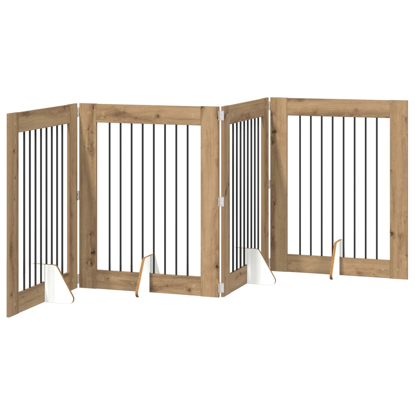 Foldbar hundegitter med stativer 4 pcs Artisan eik 321 cm