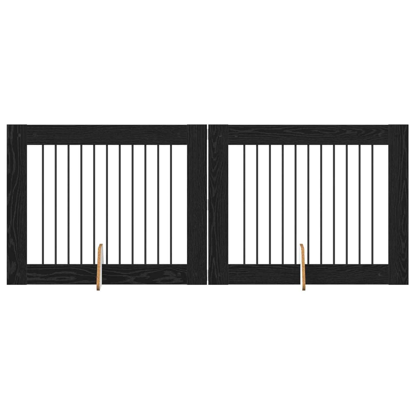 Foldbar hundegitter med stativer 2 pcs Svart eik 200,5 cm