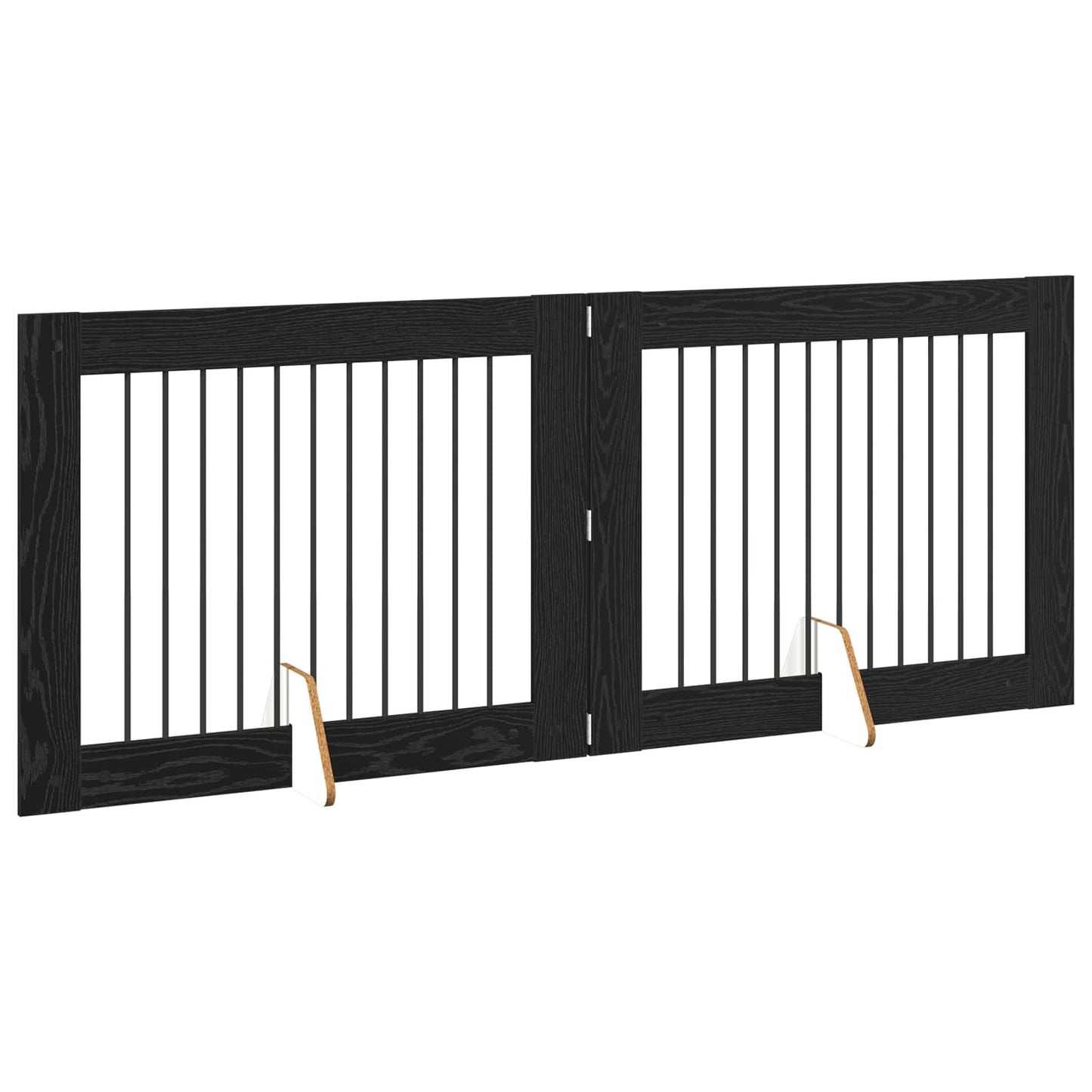 Foldbar hundegitter med stativer 2 pcs Svart eik 200,5 cm