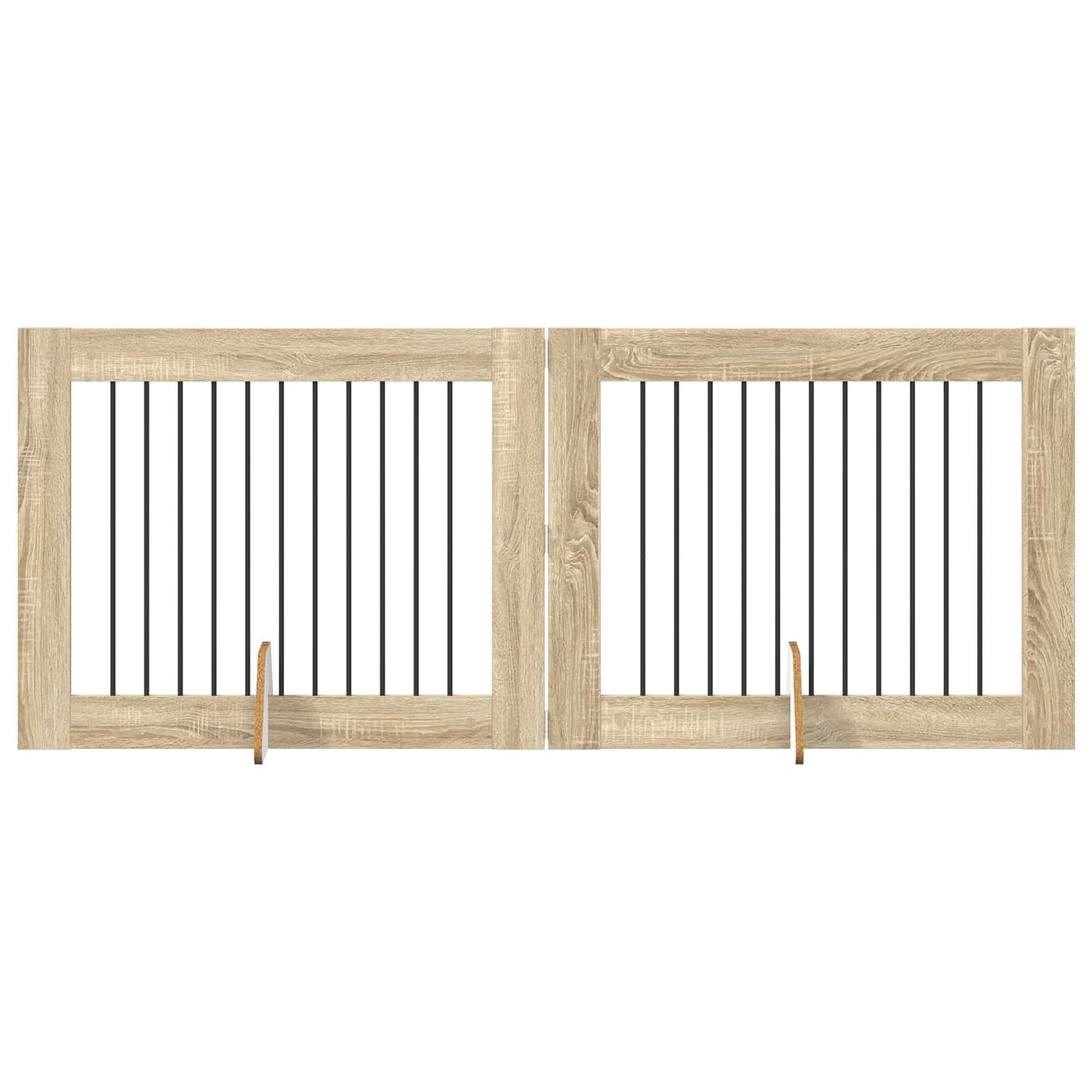 Foldbar hundegitter med stativer 2 pcs Sonoma eik 200,5 cm