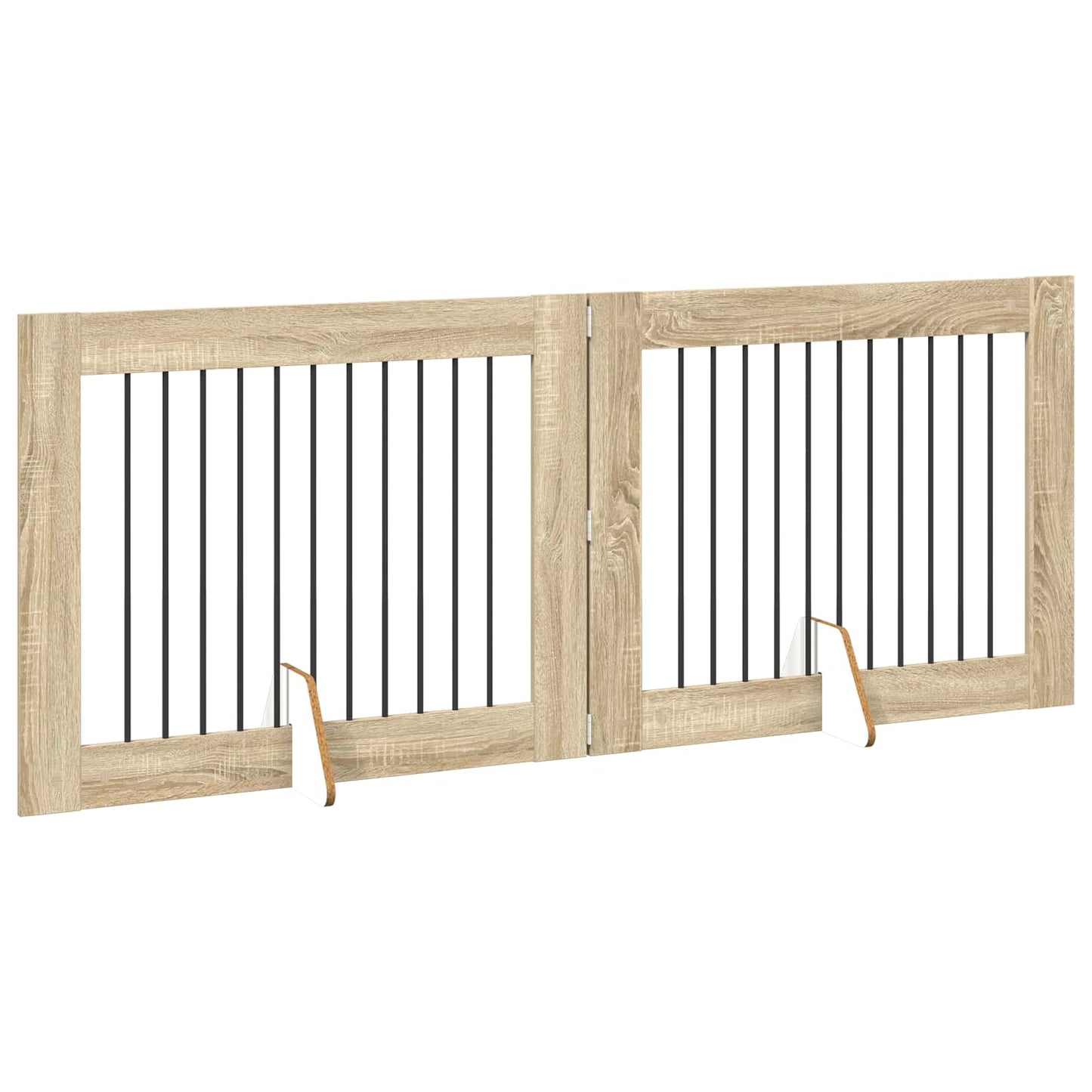 Foldbar hundegitter med stativer 2 pcs Sonoma eik 200,5 cm