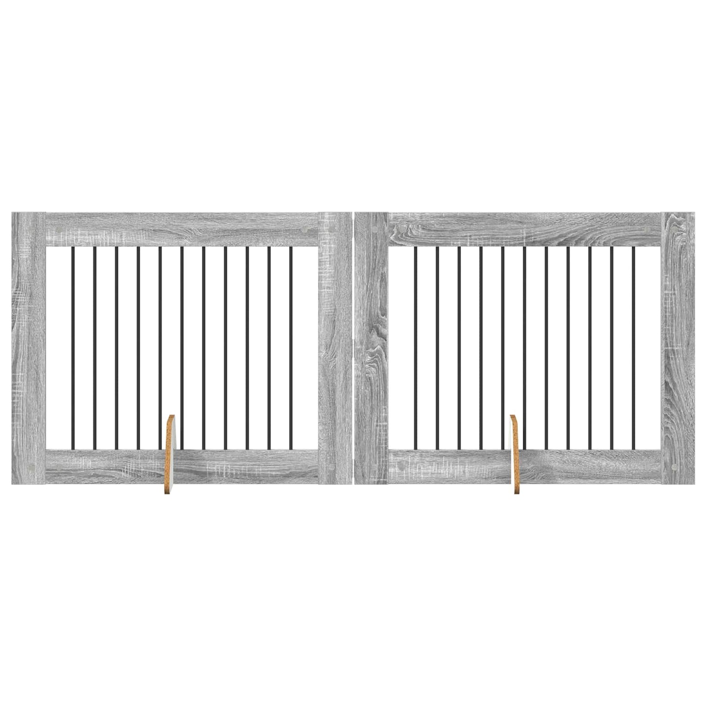 Foldbar hundegitter med stativer 2 pcs Grå sonoma 200,5 cm