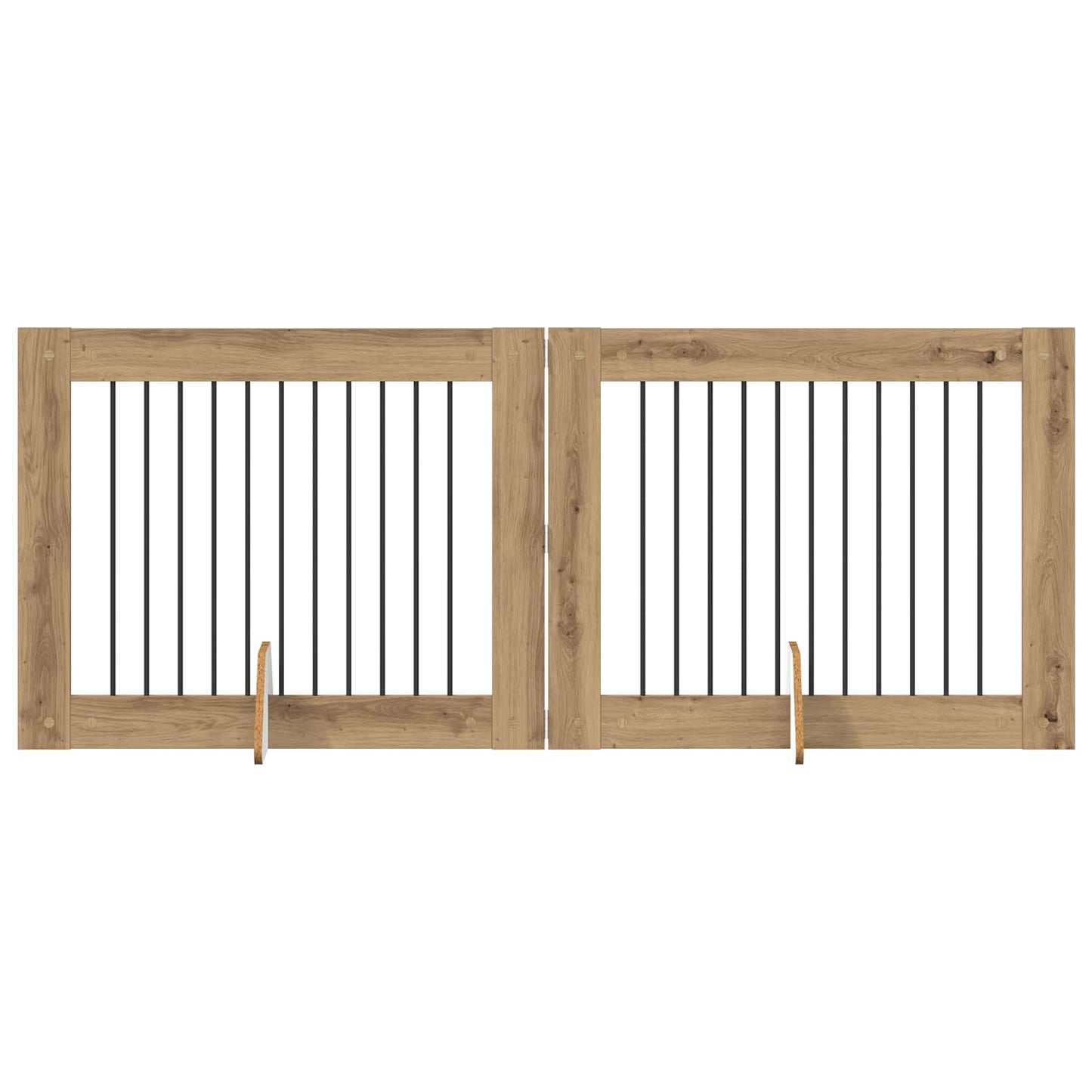 Foldbar hundegitter med stativer 2 pcs Artisan eik 200,5 cm