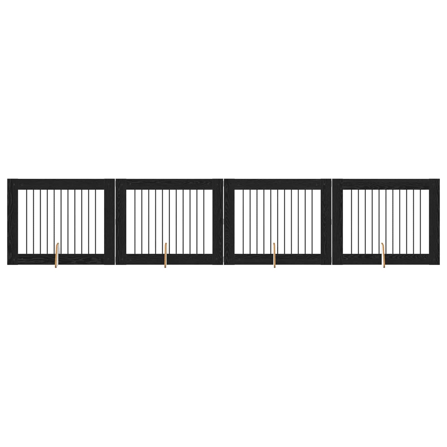 Hundegate med stender 4 pcs Svart eik 100 x 80 cm
