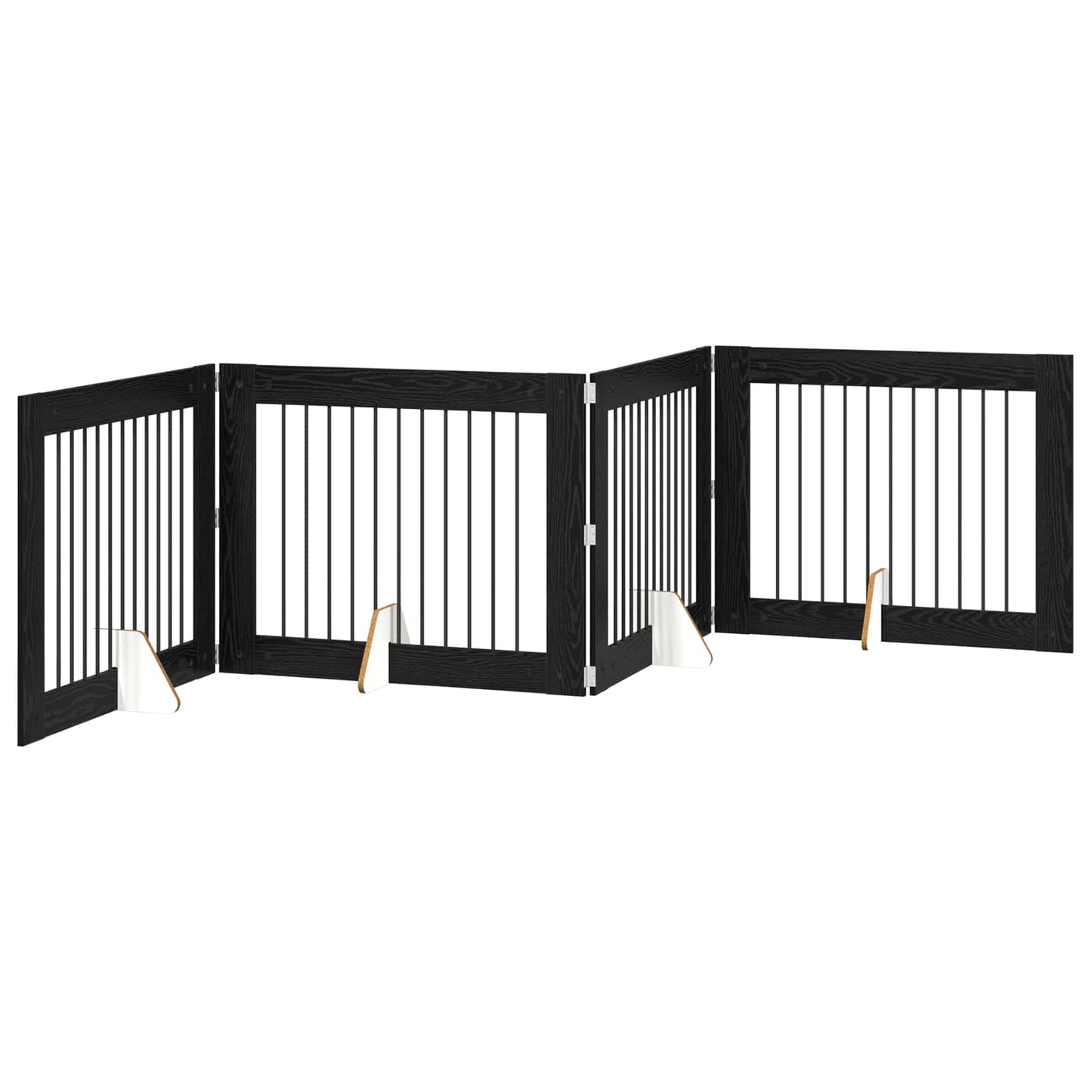 Hundegate med stender 4 pcs Svart eik 100 x 80 cm