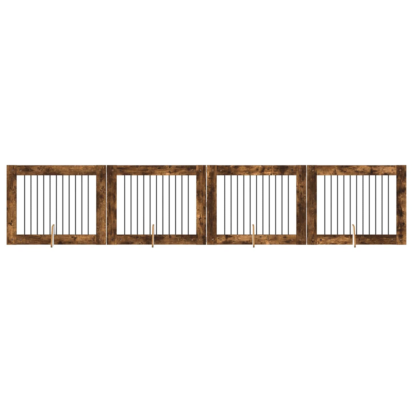 Foldbar hundegitter med stativer 4 pcs Røkt Eik 401 cm
