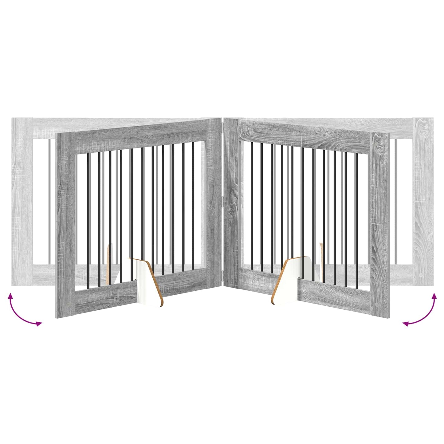 Foldbar hundegitter med stativer 4 stk. Grå Sonoma 401 cm