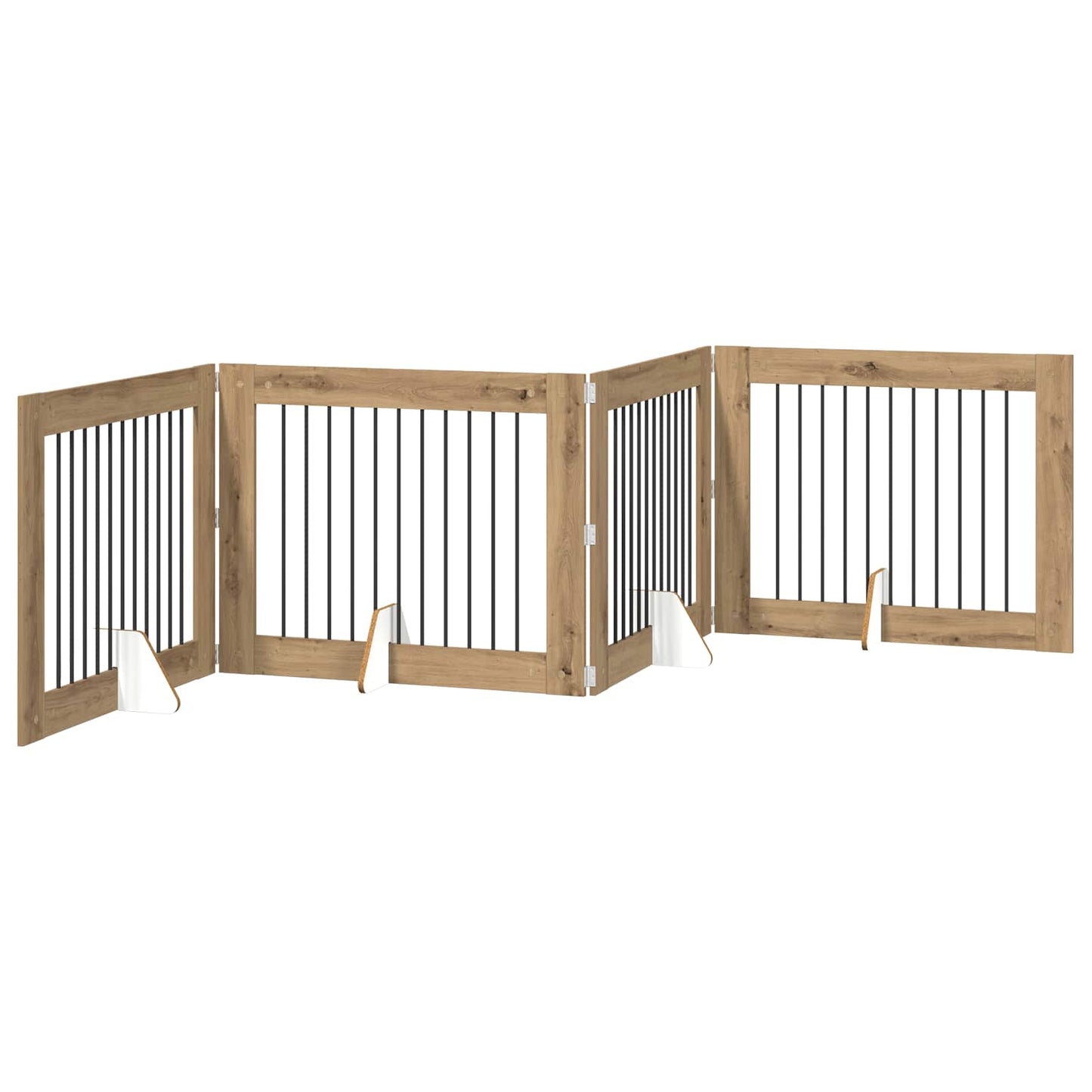 Foldbar hundegitter med stativer 4 pcs Artisan eik 401 cm