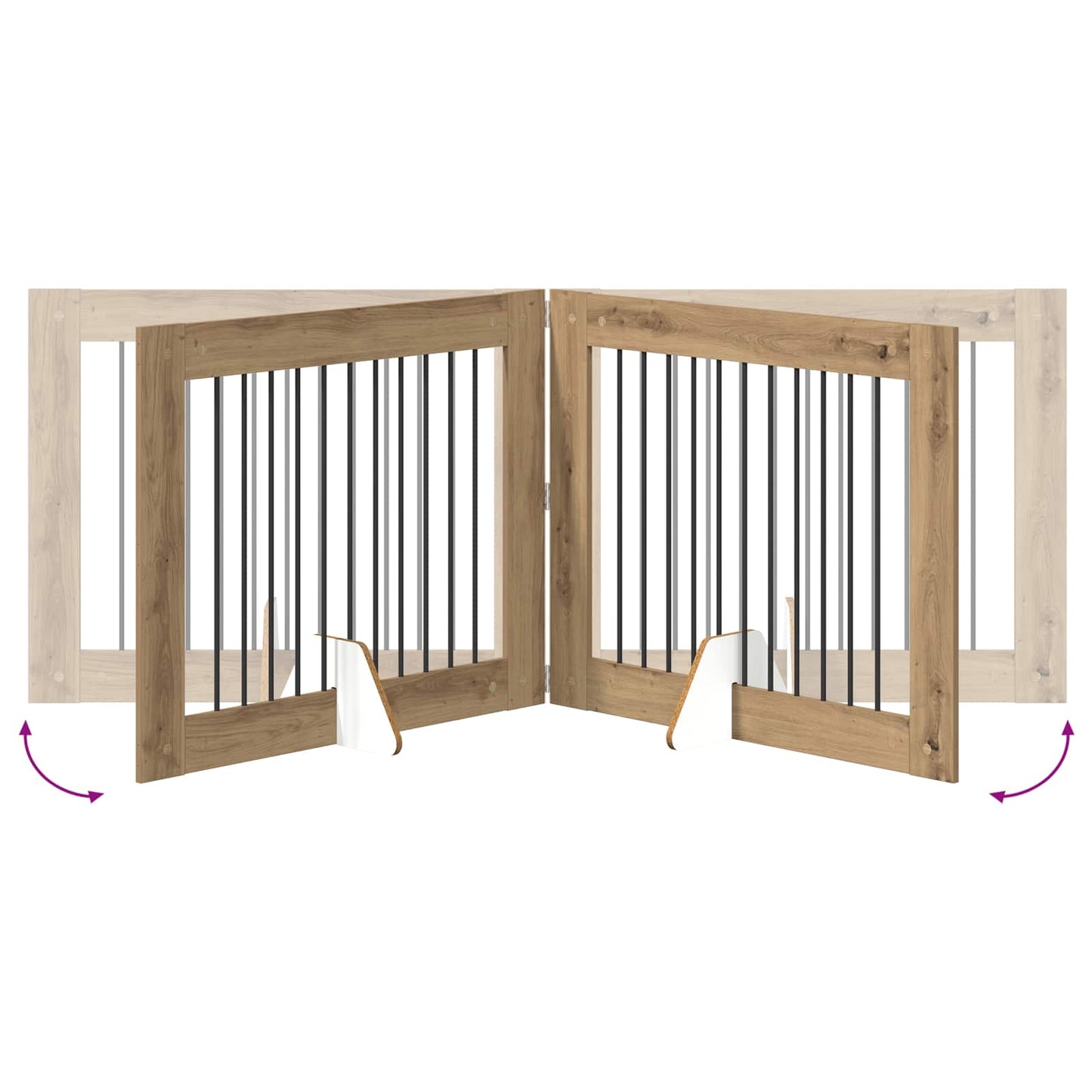 Foldbar hundegitter med stativer 4 pcs Artisan eik 401 cm