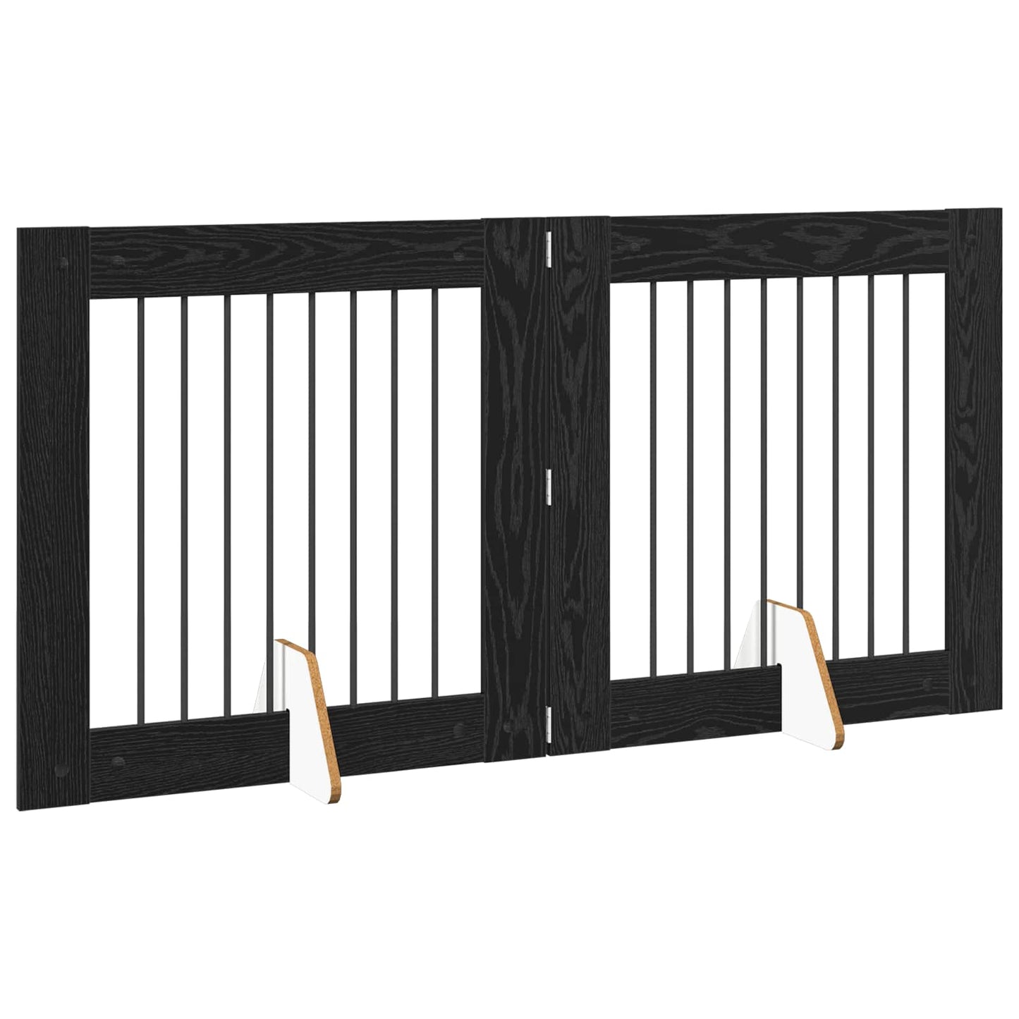 Foldbar hundegitter med stativer 2 pcs Svart eik 160,5 cm