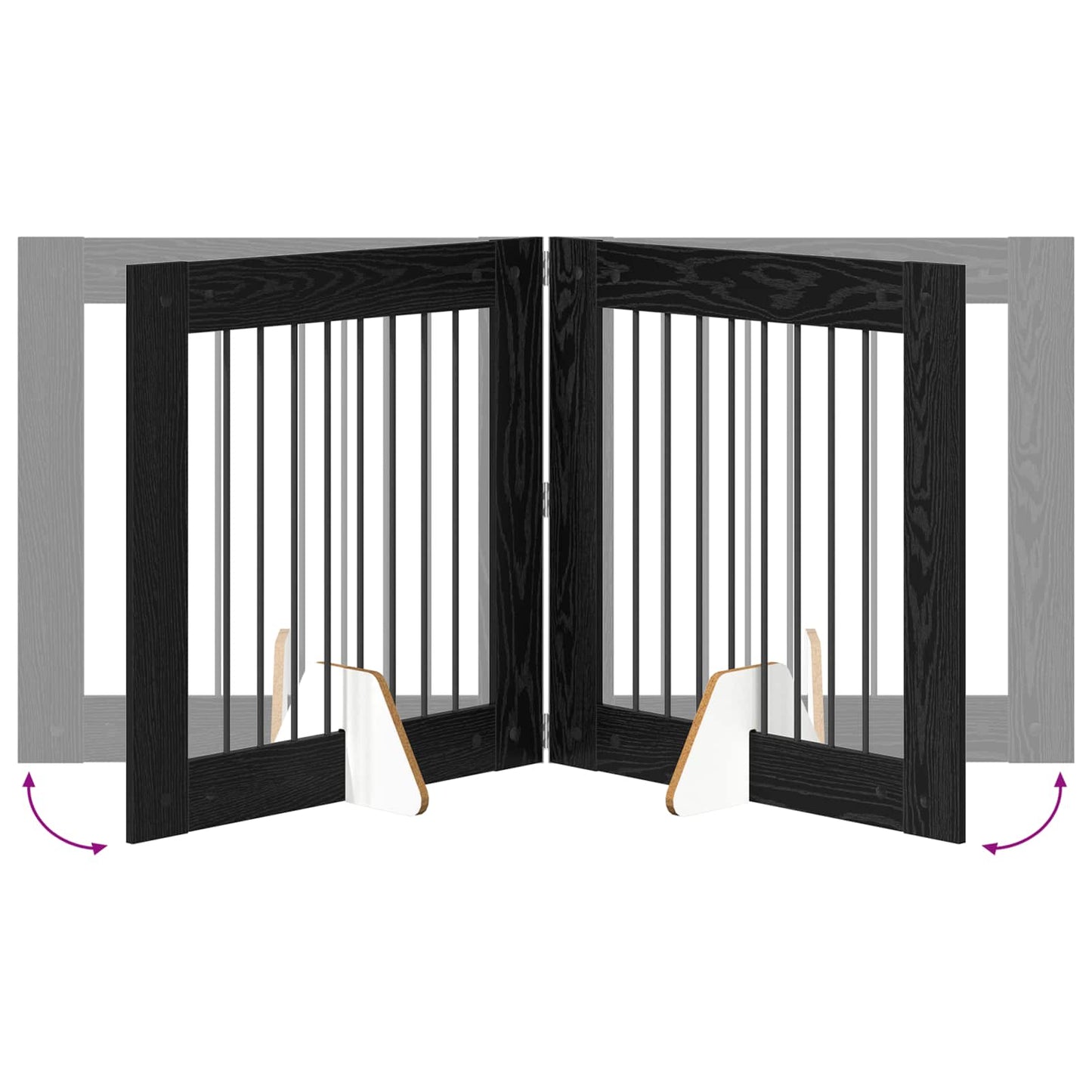 Foldbar hundegitter med stativer 2 pcs Svart eik 160,5 cm