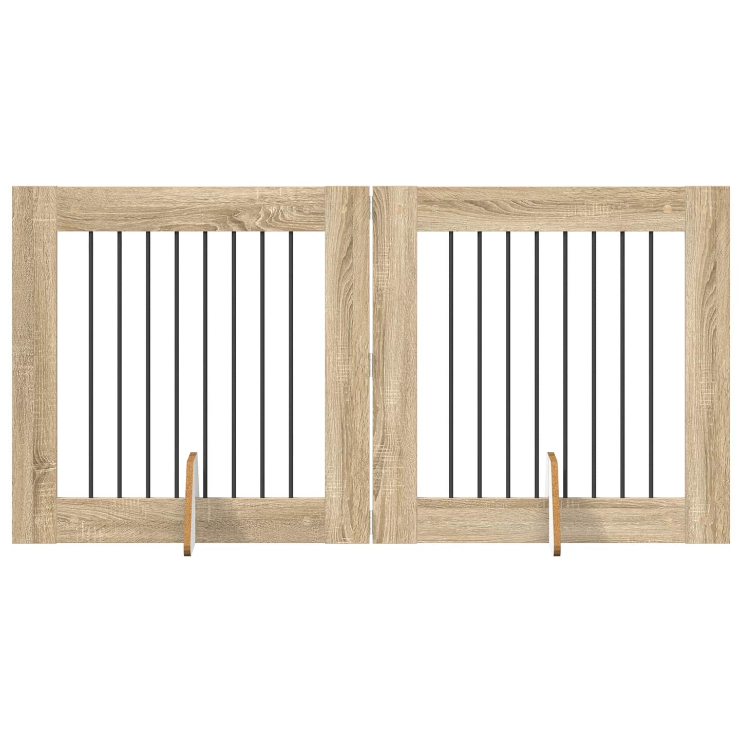 Foldbar hundegitter med stativer 2 pcs Sonoma eik 160,5 cm
