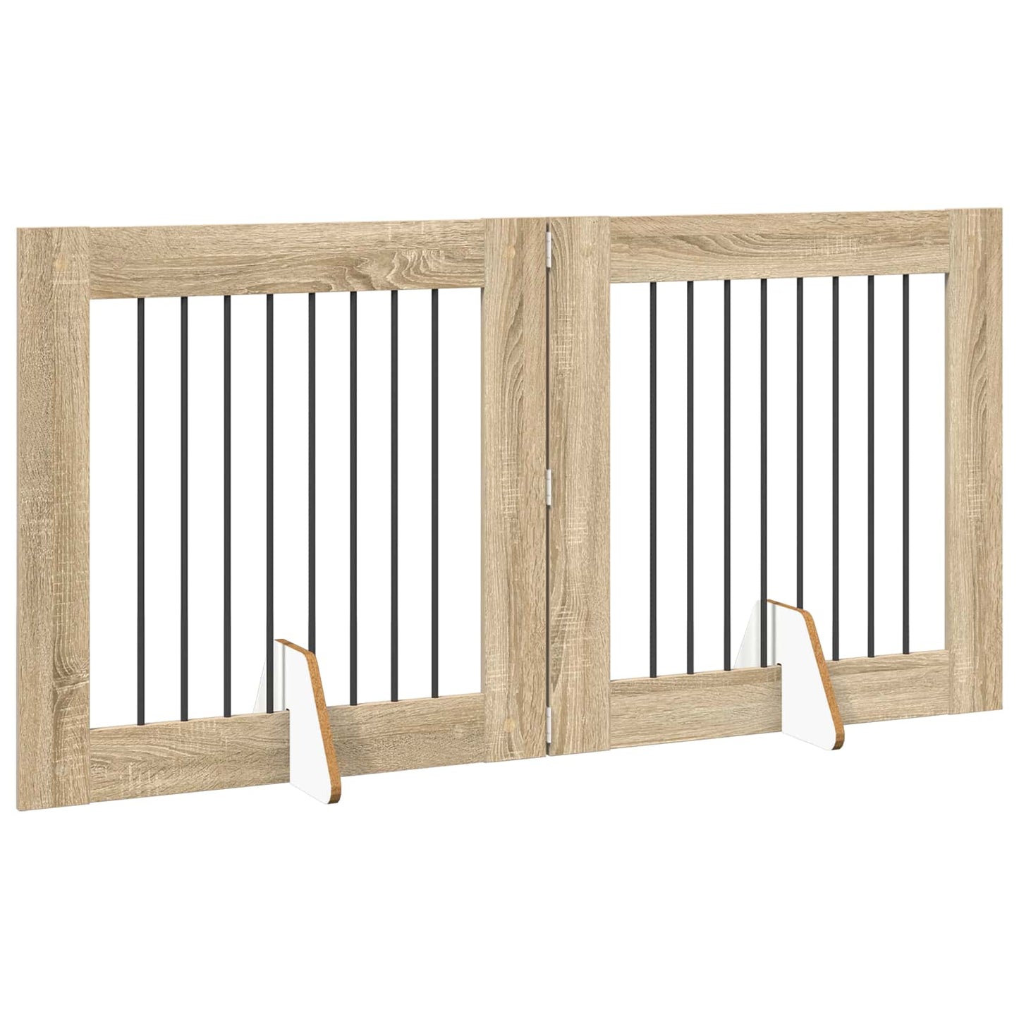 Foldbar hundegitter med stativer 2 pcs Sonoma eik 160,5 cm