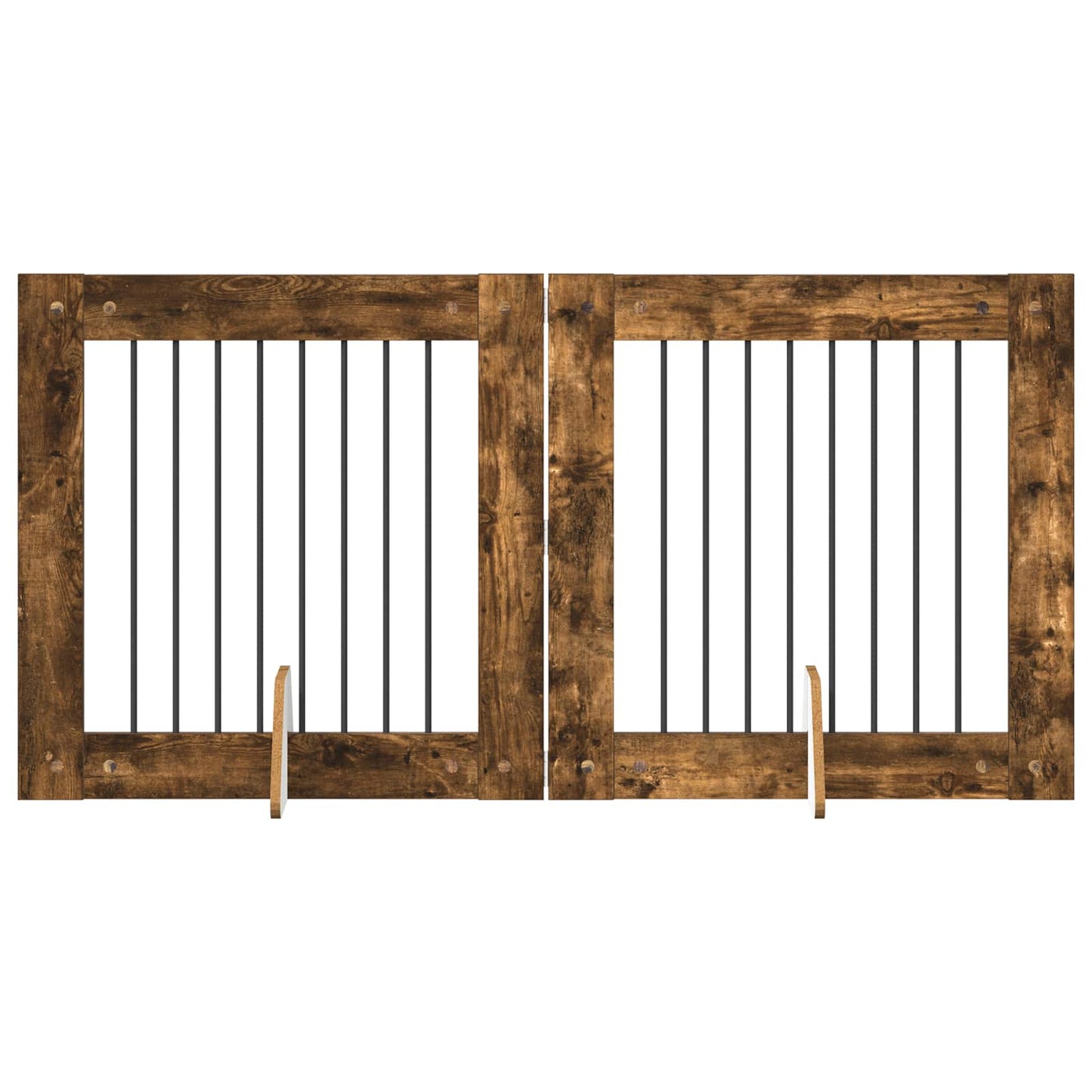 Foldbar hundegitter med stativer 2 pcs Røkt Eik 160,5 cm