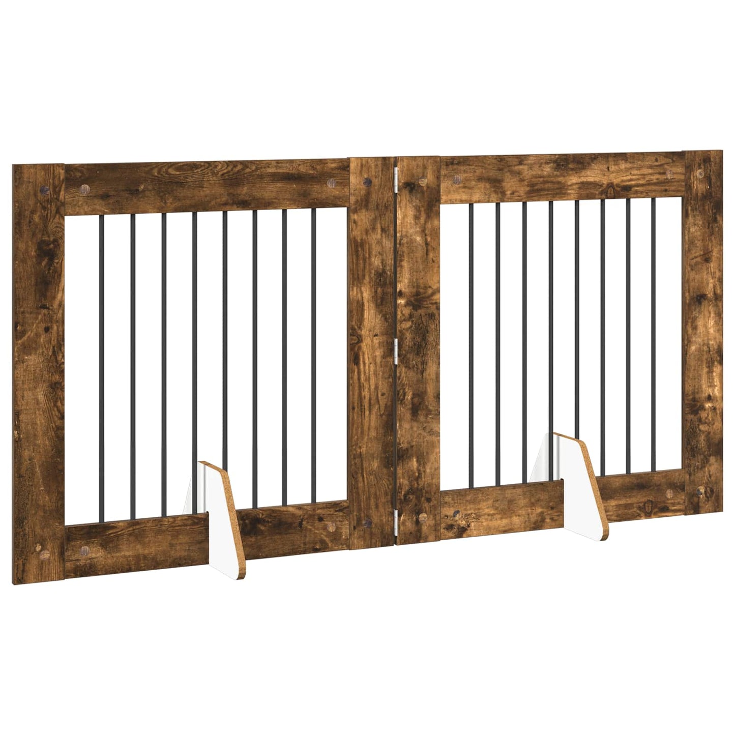 Foldbar hundegitter med stativer 2 pcs Røkt Eik 160,5 cm