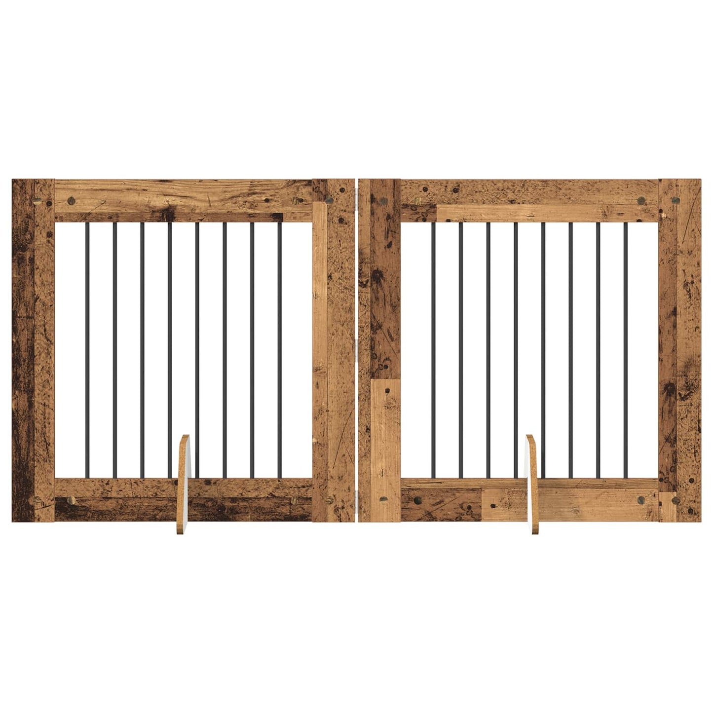 Foldbar hundegitter med stativer 2 pcs Gammelt tre 160,5 cm