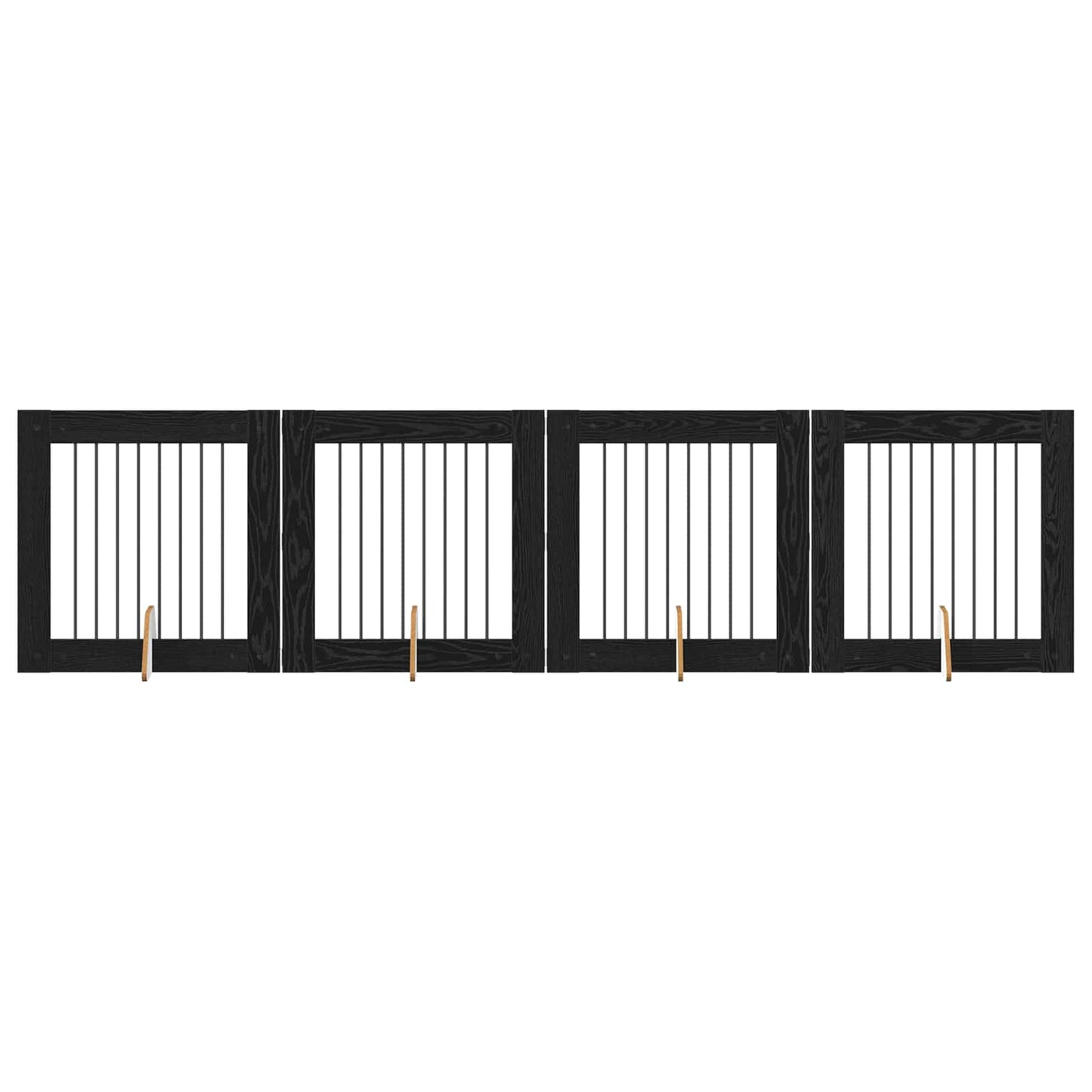 Foldbar hundegitter med stativer 4 pcs Svart eik 321 cm