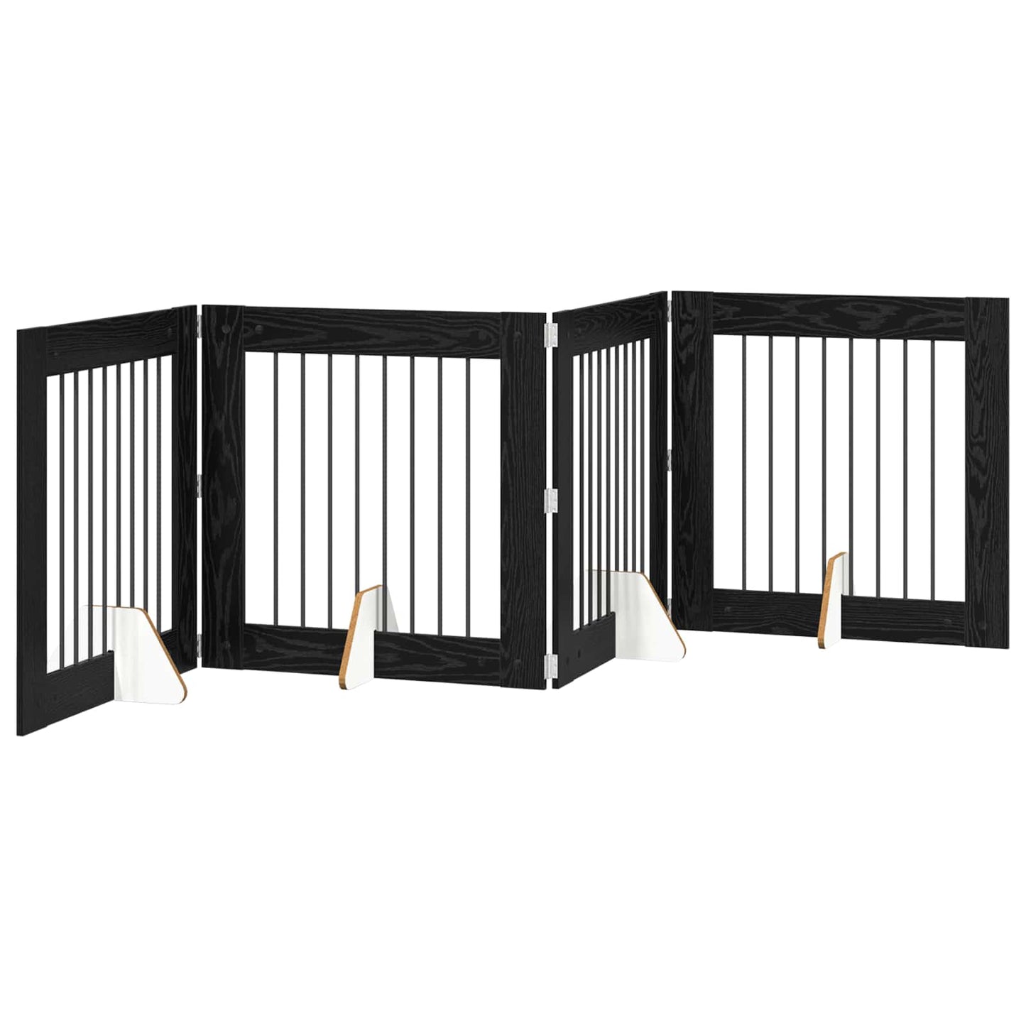 Foldbar hundegitter med stativer 4 pcs Svart eik 321 cm