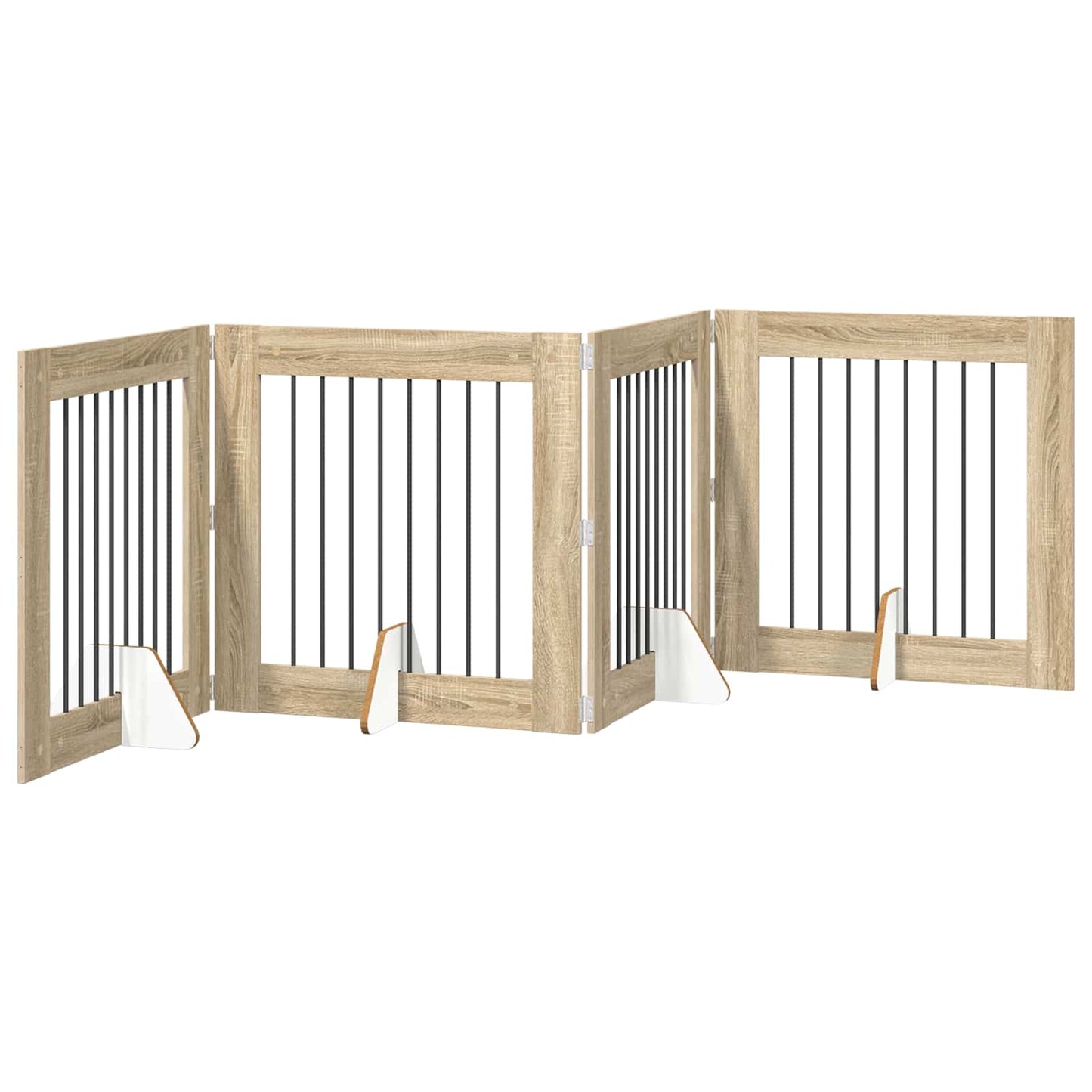 Hundegate med stender 4 pcs Sonoma eik 80 x 80 cm