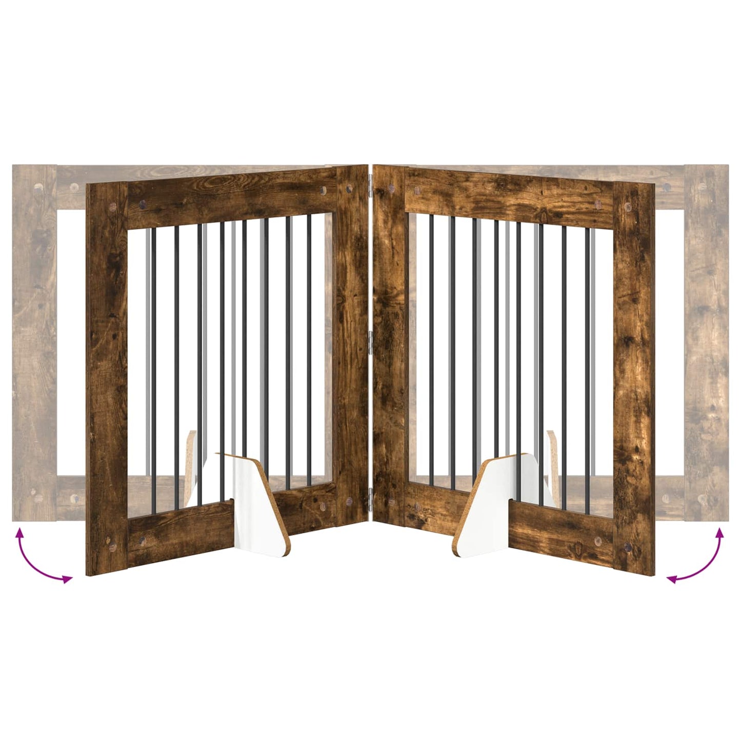 Foldbar hundegitter med stativer 4 pcs Røkt Eik 321 cm