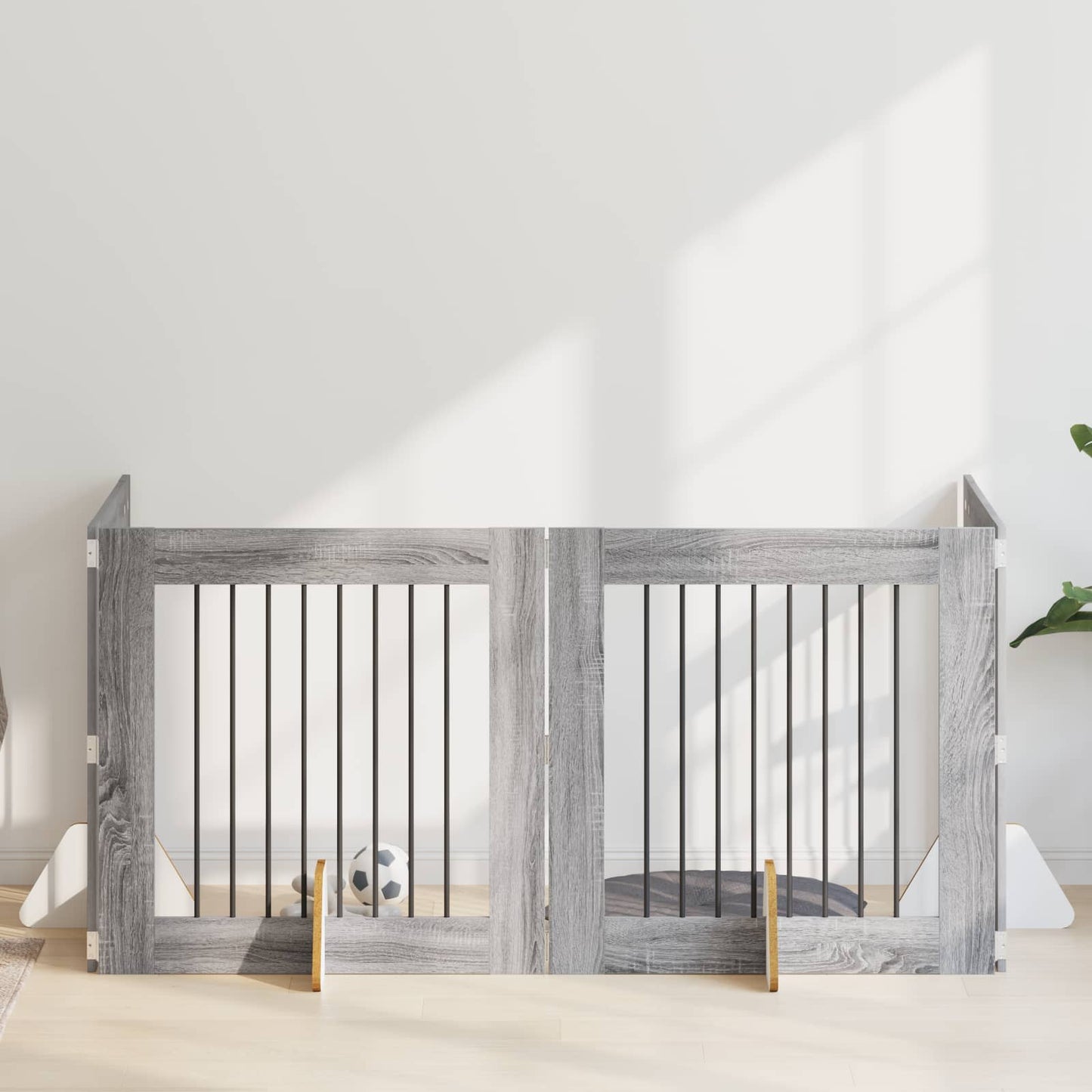 Foldbar hundegitter med stativer 4 pcs Grå sonoma 321 cm